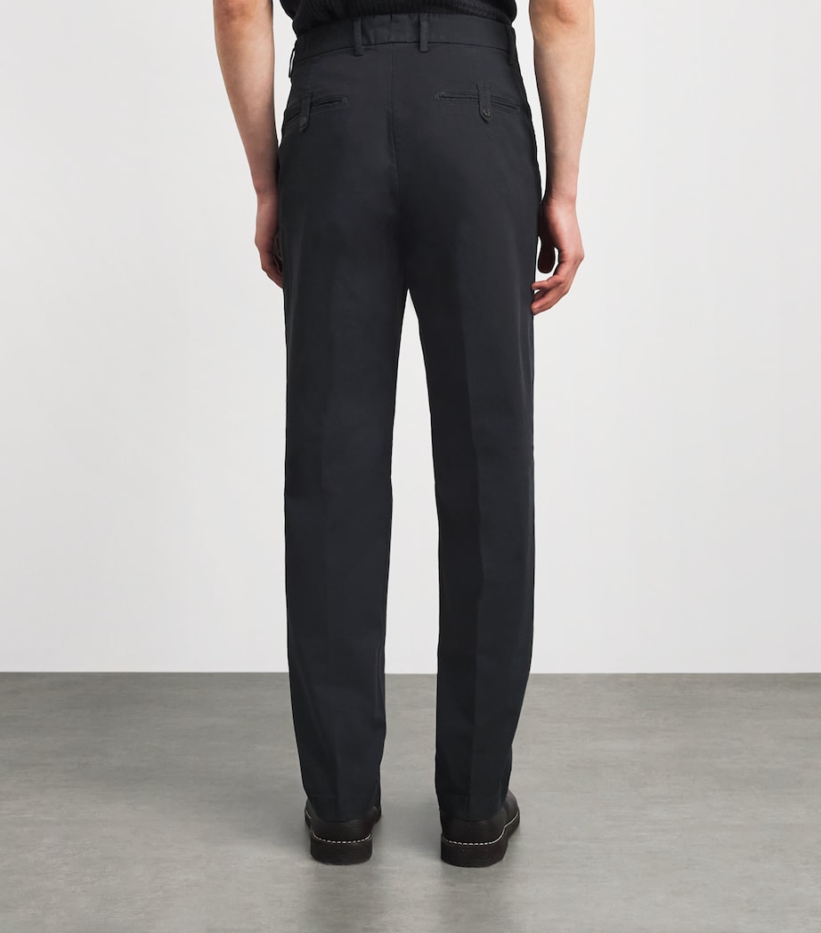 Eleventy Mens Stretch-Cotton Relaxed Trousers Nero Image 5