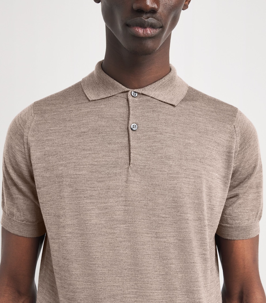 Merino Wool Payton Polo Shirt MUSHROOM Image 6