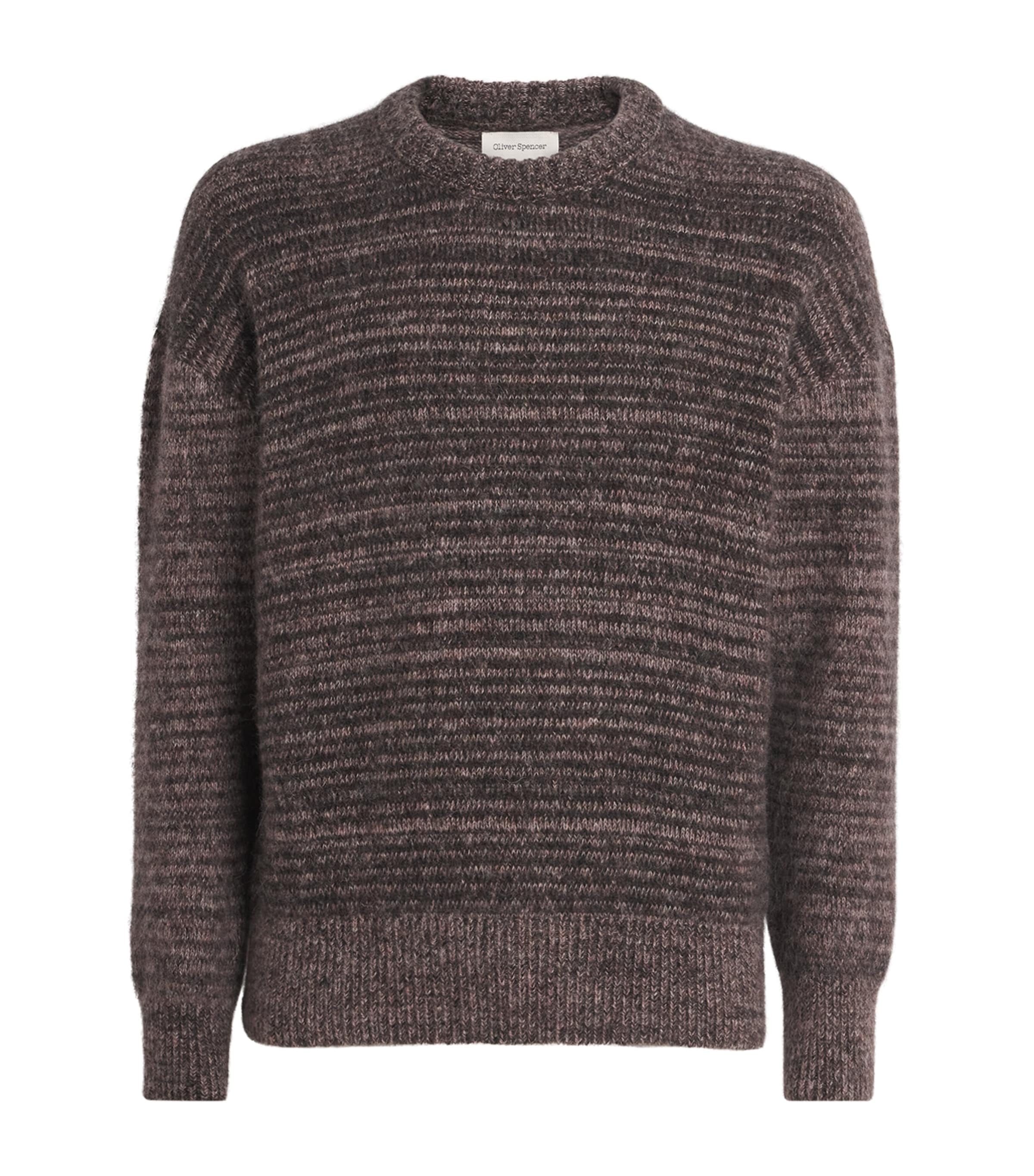Oliver Spencer Wool-blend Stripe Burley Sweater In Brown