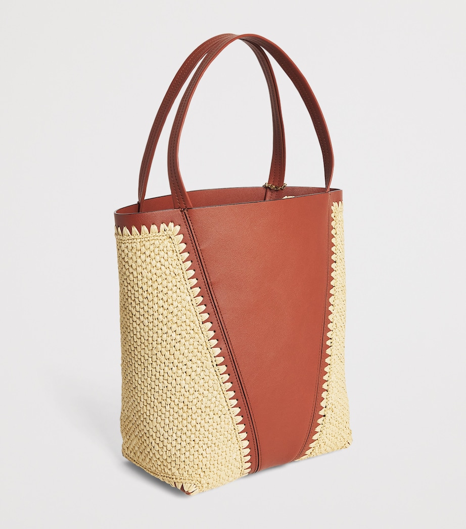Chloé Medium Raffia-Effect and Leather Spin Tote Bag Clay Brown Image 2