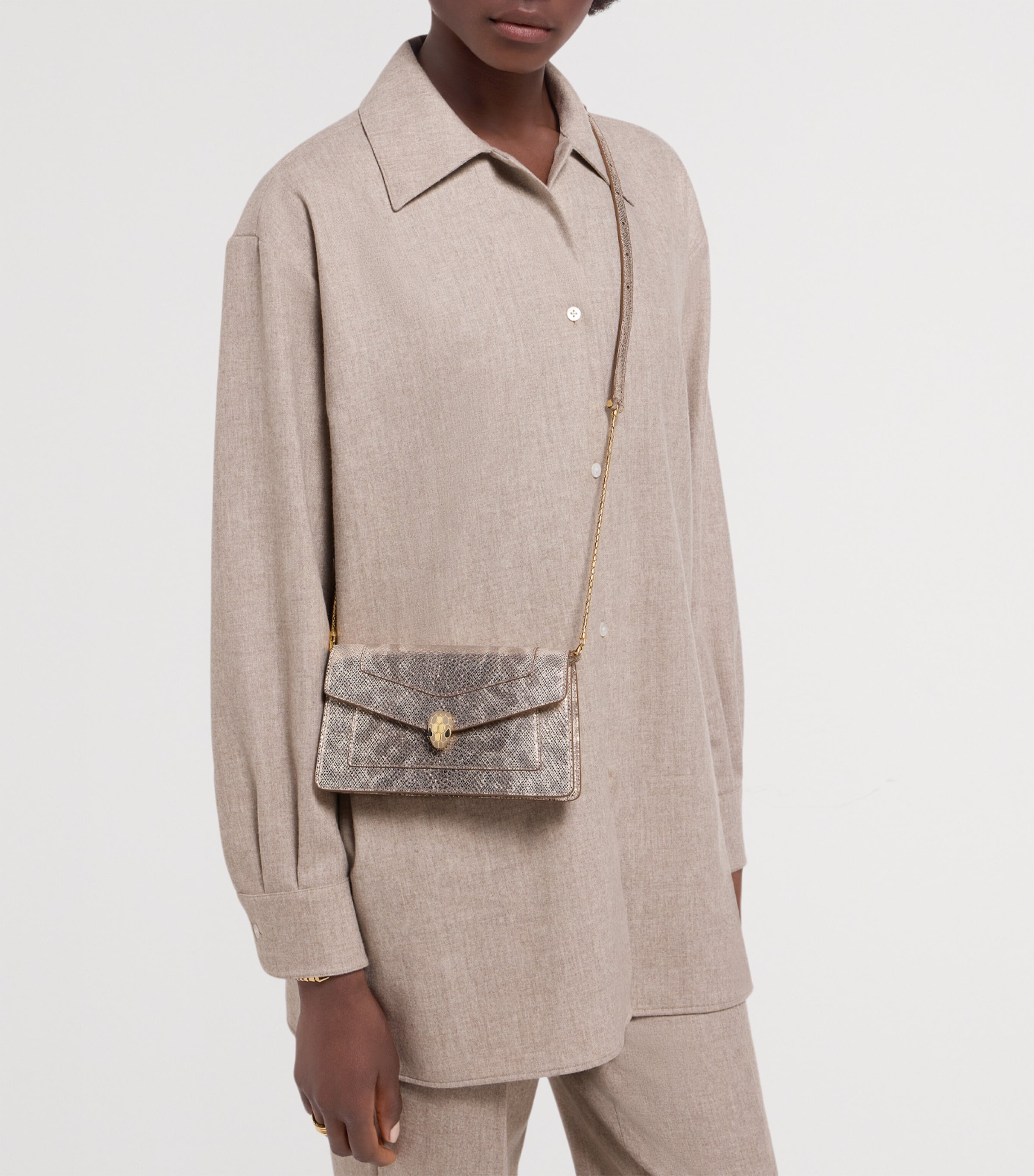 Karung Leather Serpenti Forever Chain Pochette BEIGE MEDIUM Image 5