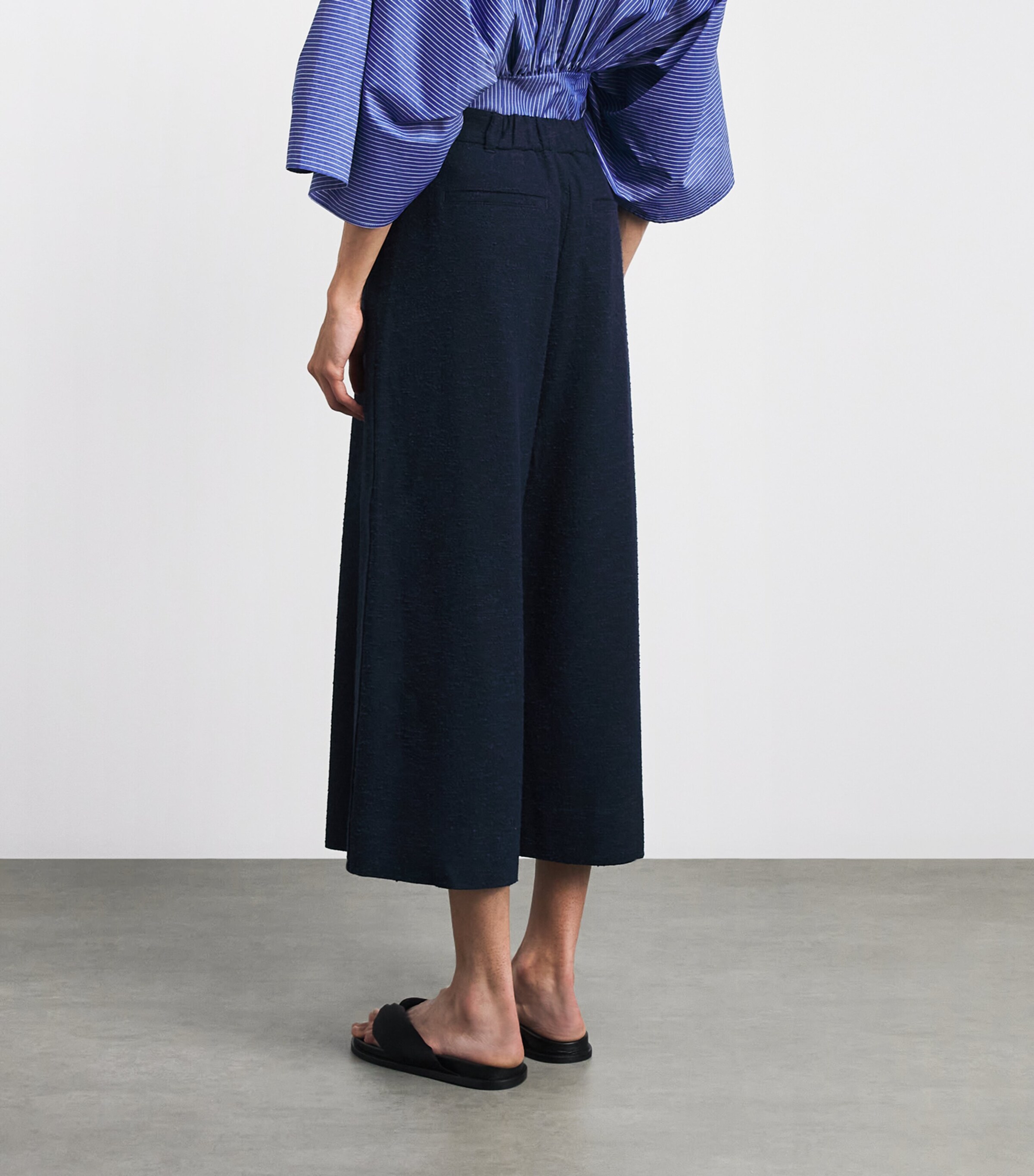 ME+EM Womens Very Wide Pleated Trousers Navy Image 5