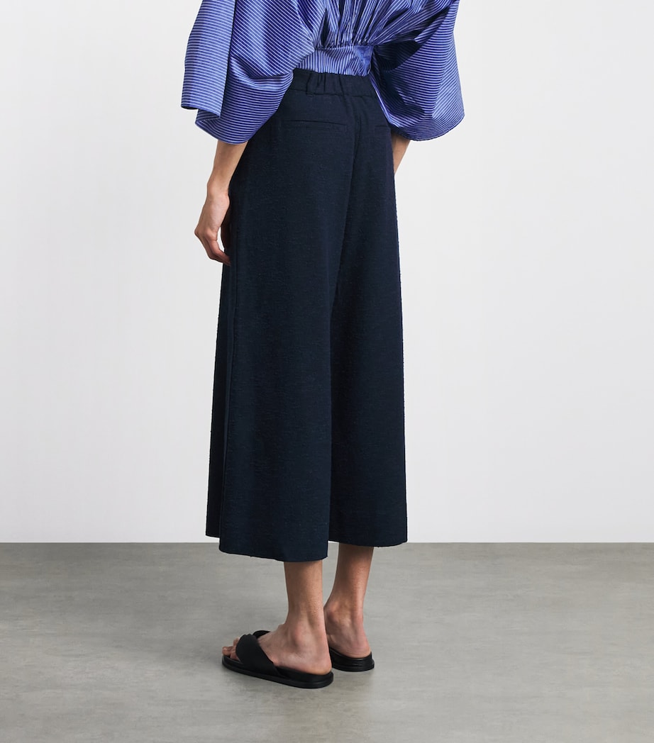 ME+EM Womens Very Wide Pleated Trousers Navy Image 5