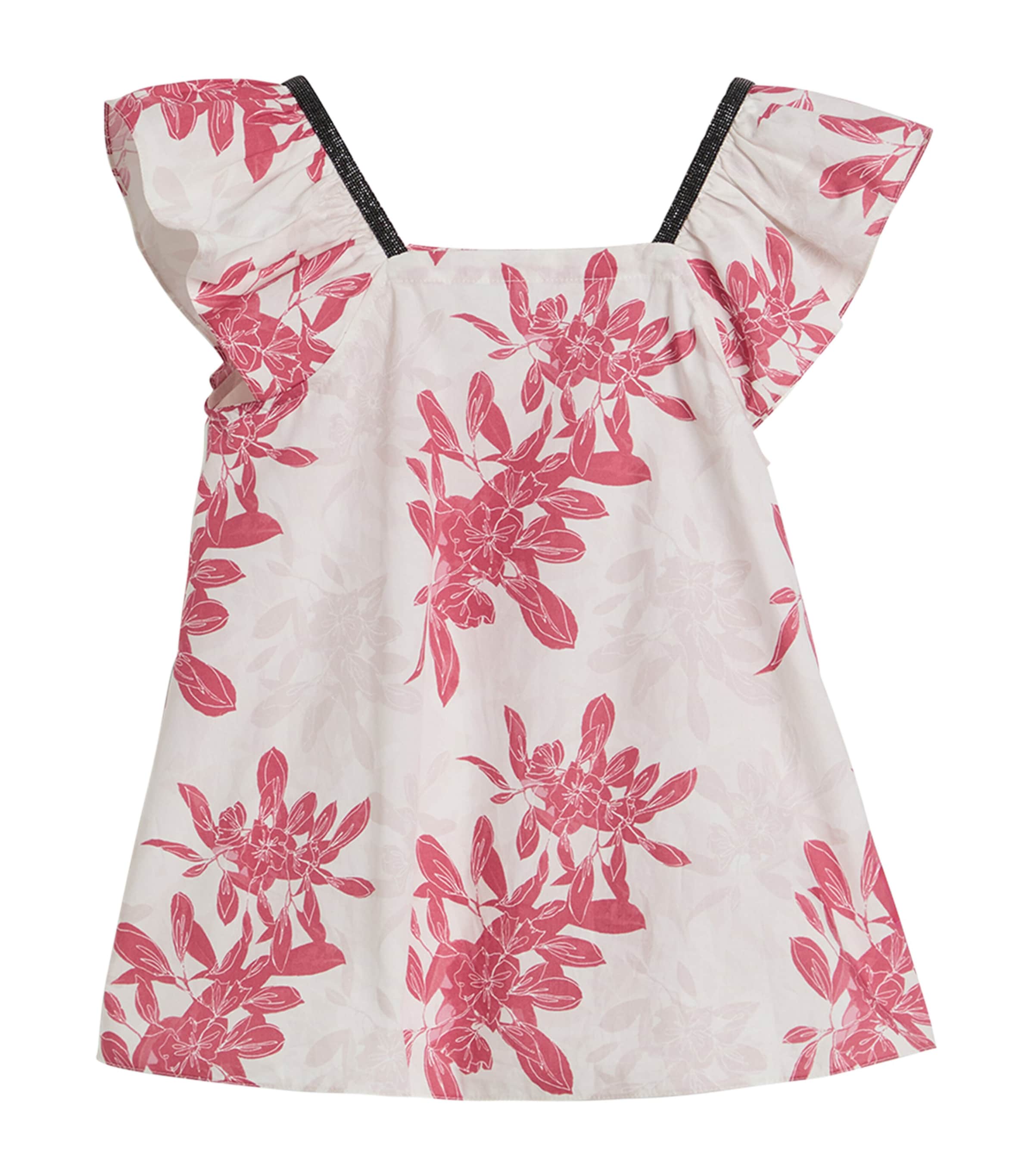 Brunello Cucinelli Floral-print Poplin Top In Brown