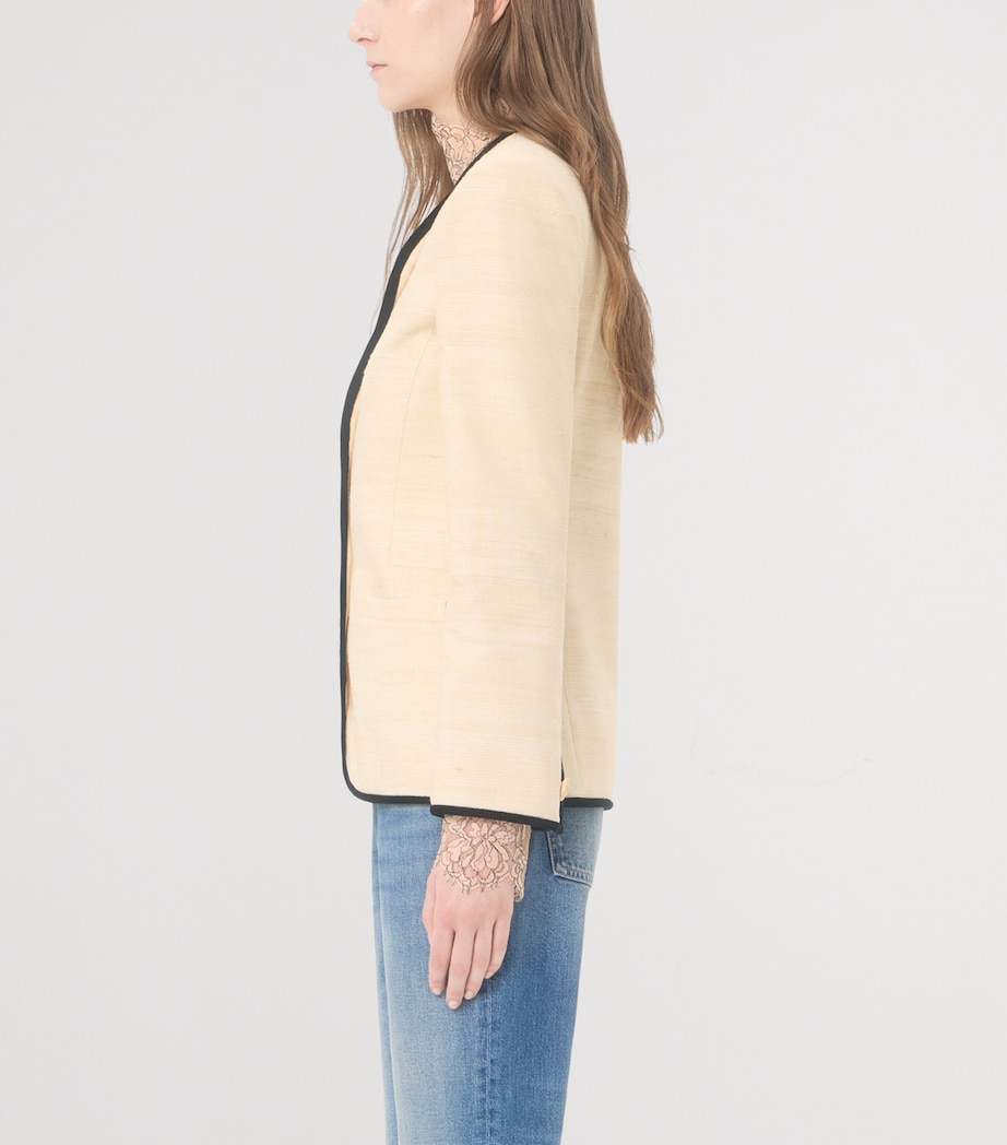 Valentino Womens Silk-Linen Collarless Blazer Image 4