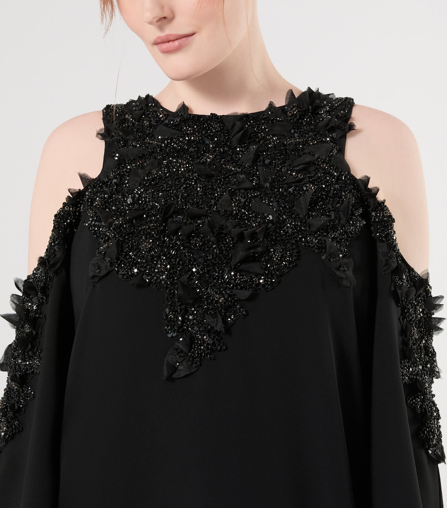 Marina Rinaldi Womens x Tony Ward Embellished Cut-Out Maxi Dress Black Image 5