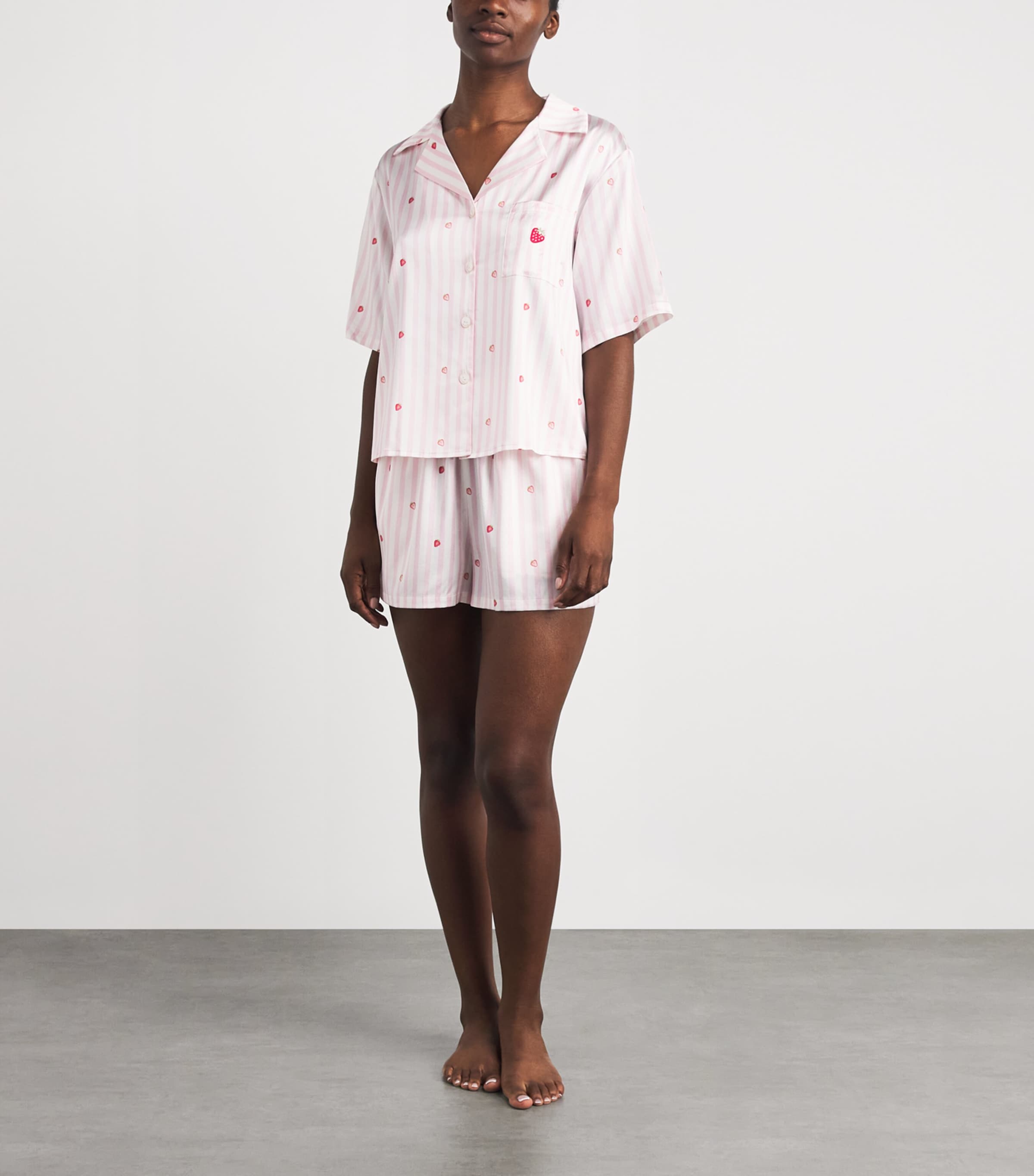 MANITO Womens Summer Fruits Short Pyjama Set Strawberry Pink Image 2