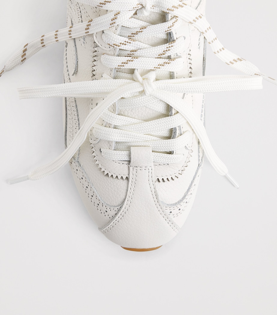 Sandro Paris Leather Light Wave Sneakers Ecru Image 6