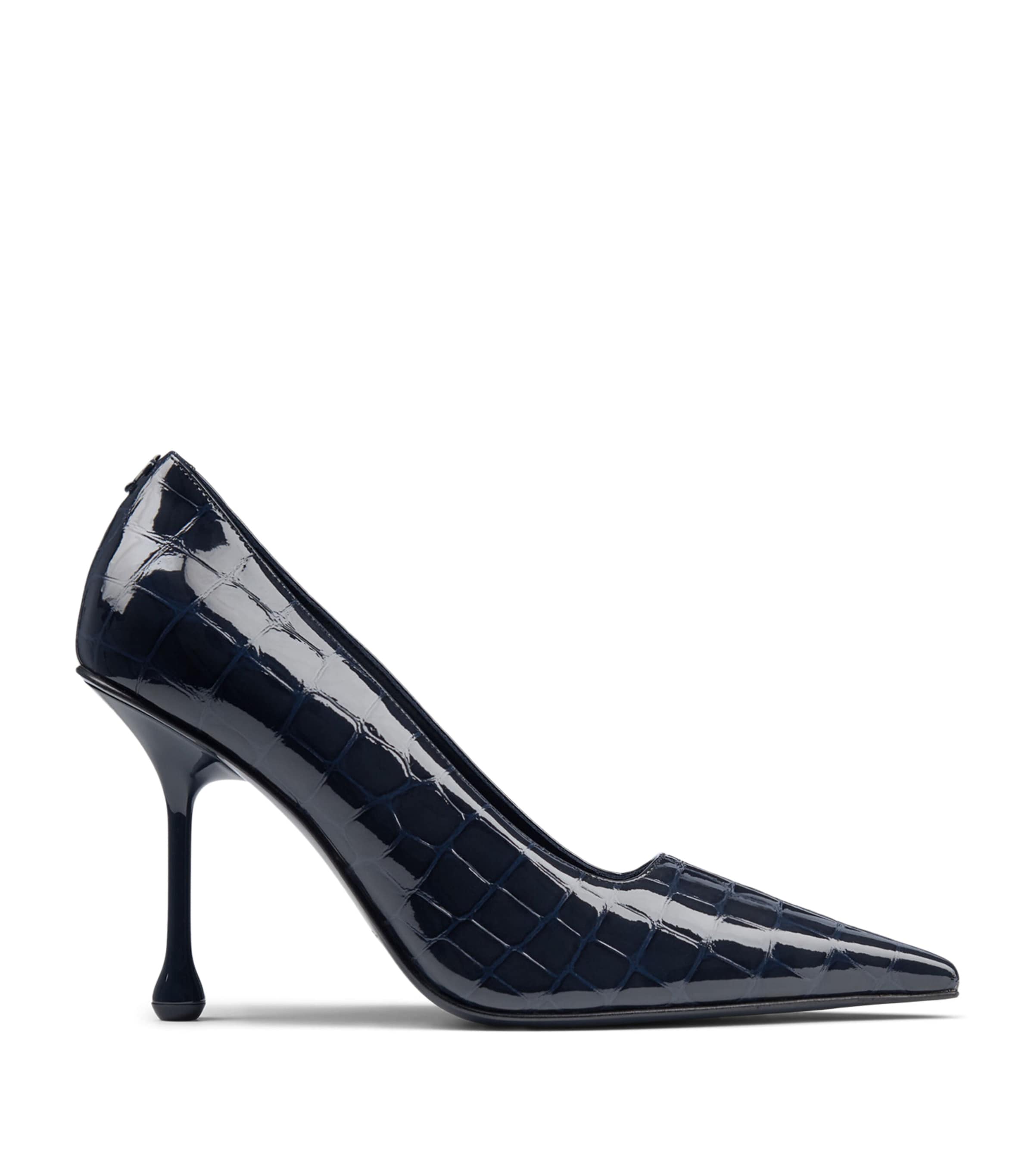 Jimmy Choo Ixia 95 Croc-Embossed Leather Pumps Marine Image 1