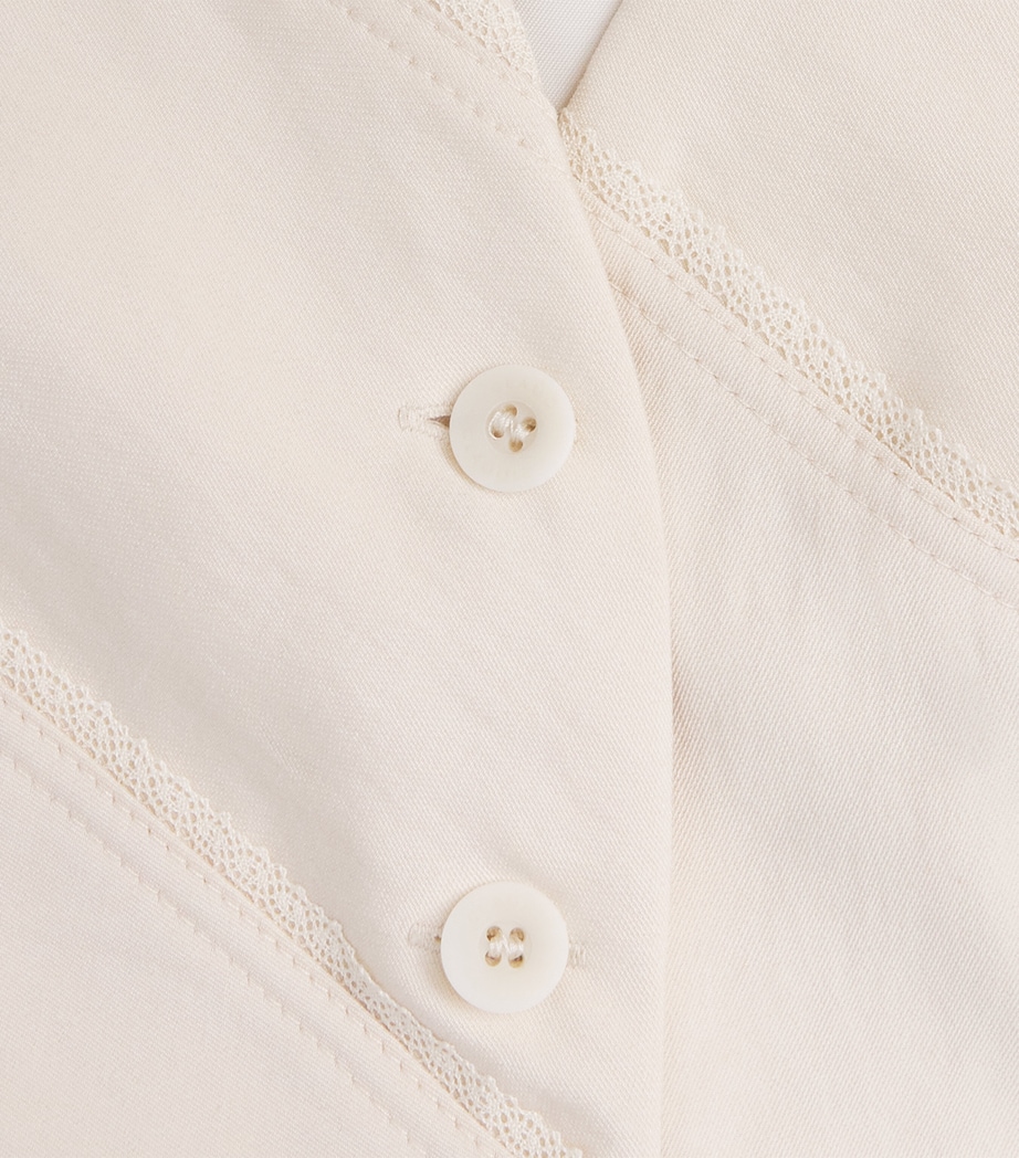 Claudie Pierlot Womens Lace-Trim Waistcoat Vanilla Image 6
