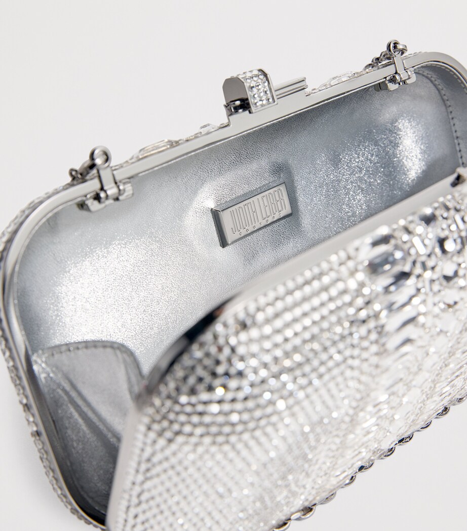 Judith Leiber Crystal-Embellished Long Slide Clutch Bag Srhmt Slvr Rhne Mlti Image 4