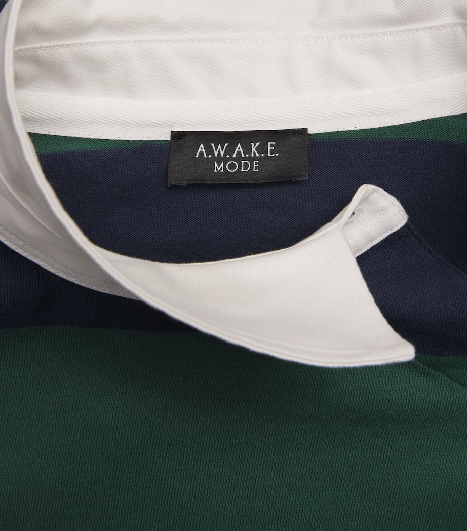 A.W.A.K.E. Mode Womens Organic Cotton Twisted-Collar Rugby Shirt Emerald Green/navy Image 5