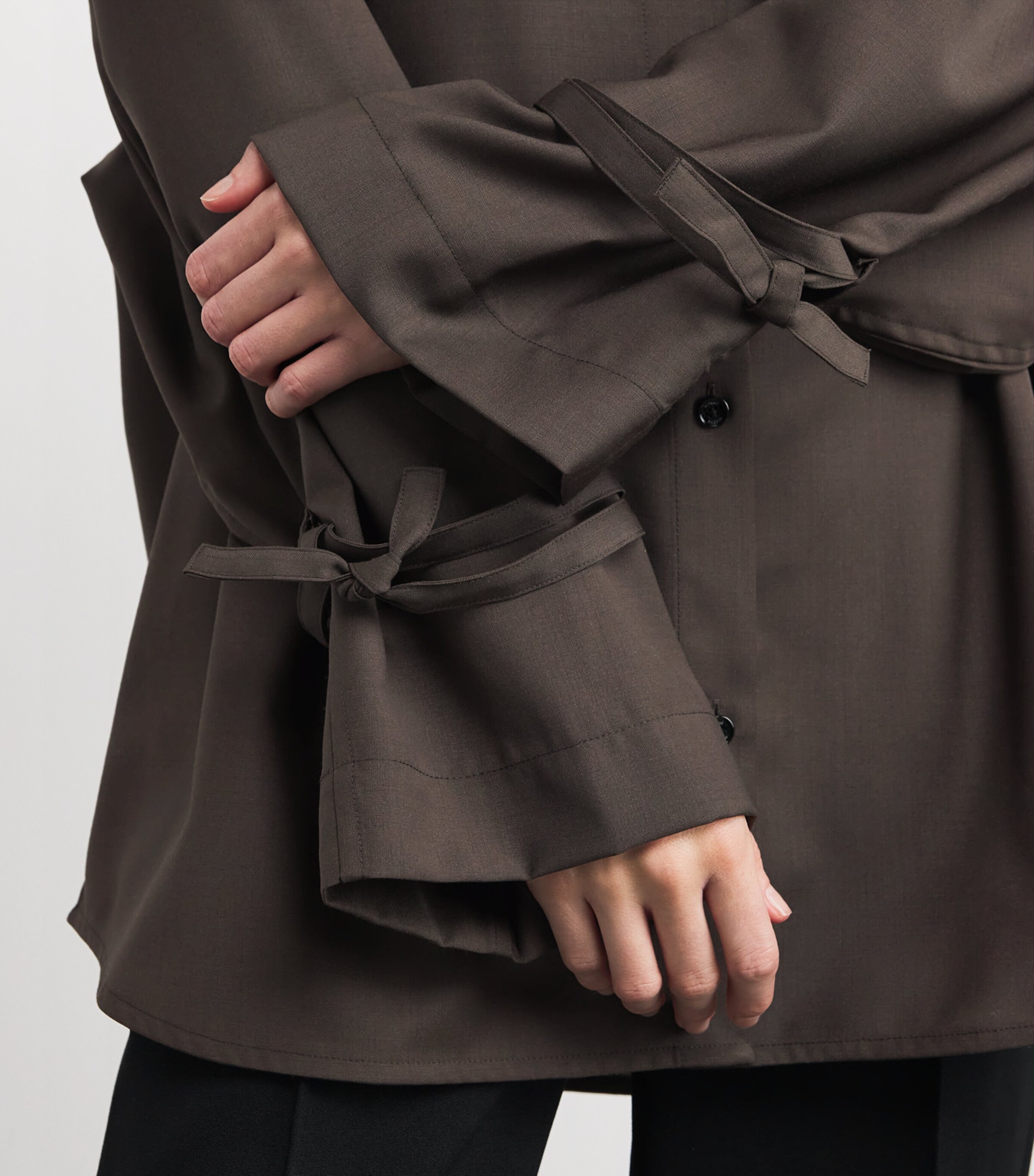 Wool Tie-Cuff Shirt 273 PEPPER Image 6