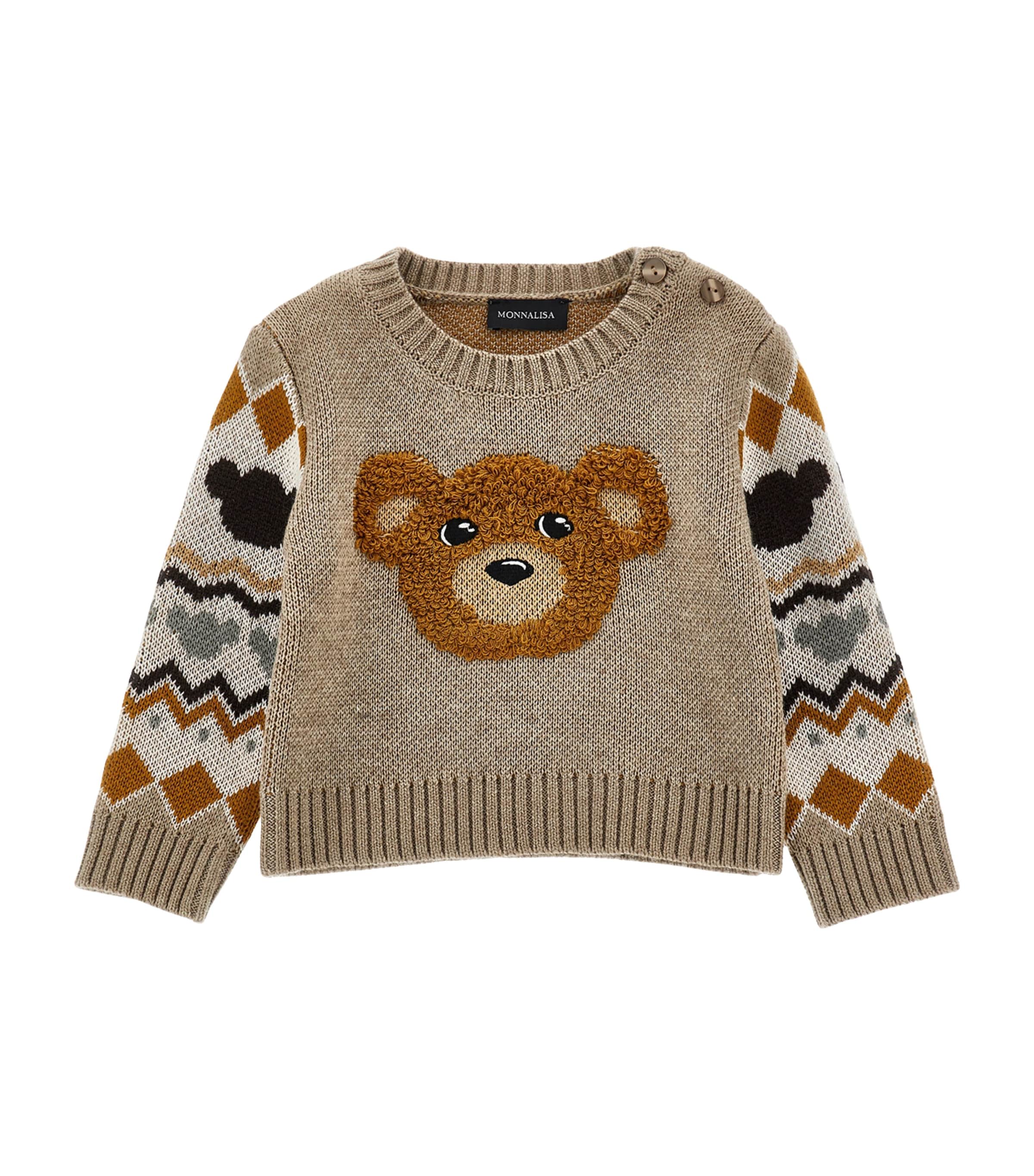 Monnalisa Kids' Little Bear Sweater In Brown