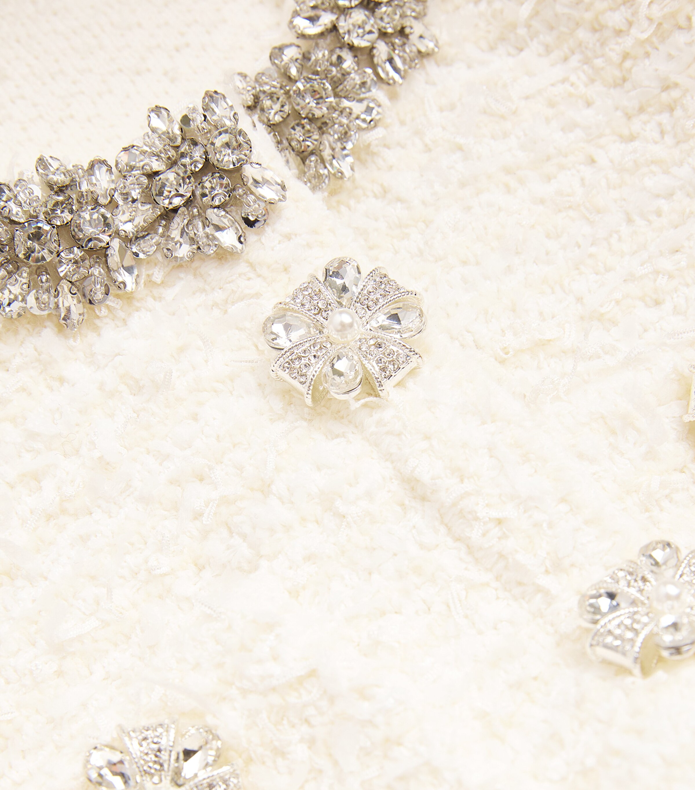 Bouclé Embellished Cardigan CREAM Image 5