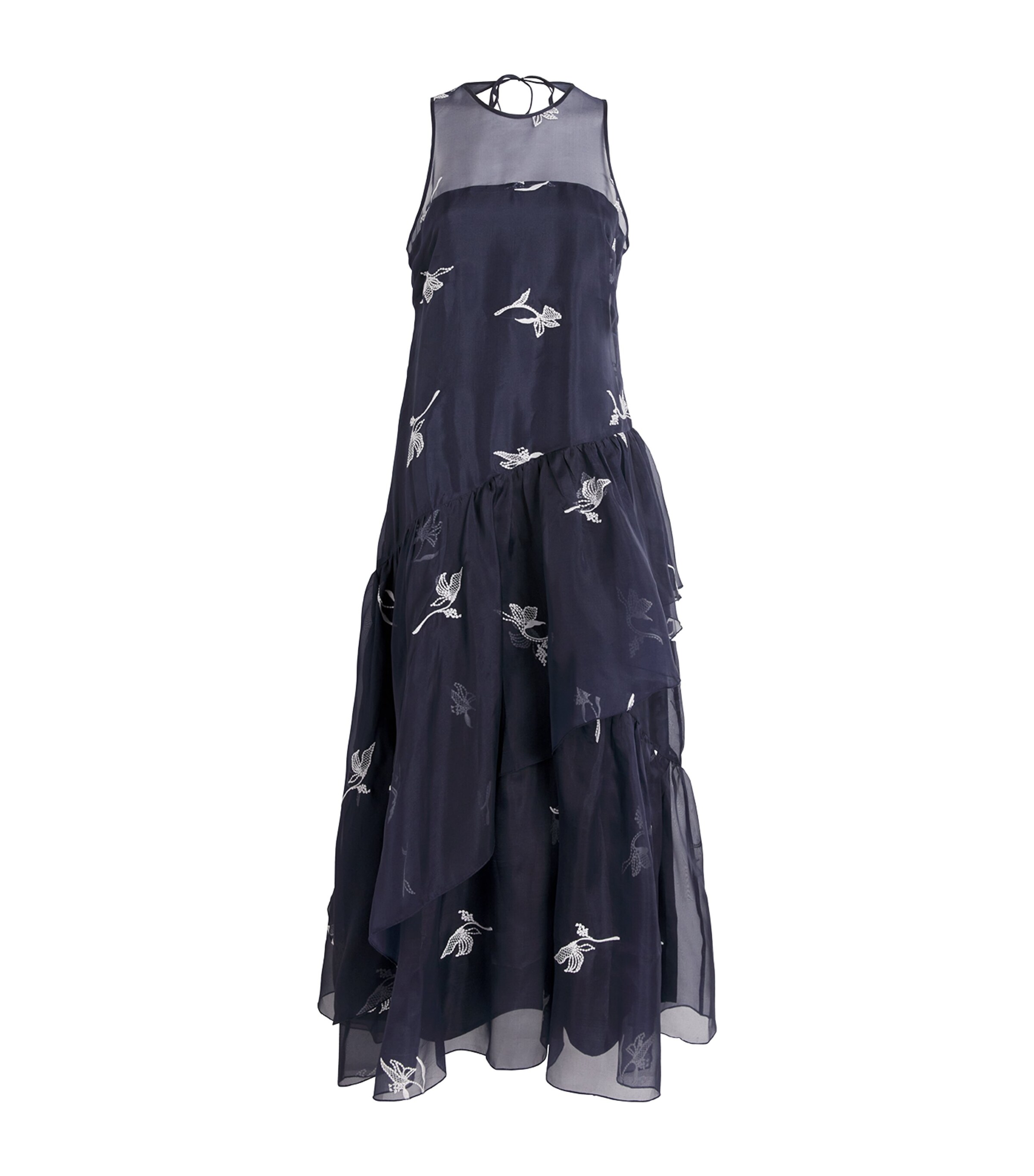 Cinq A Sept Womens Silk Embroidered Roberta Midi Dress Navy/ivory Image 1