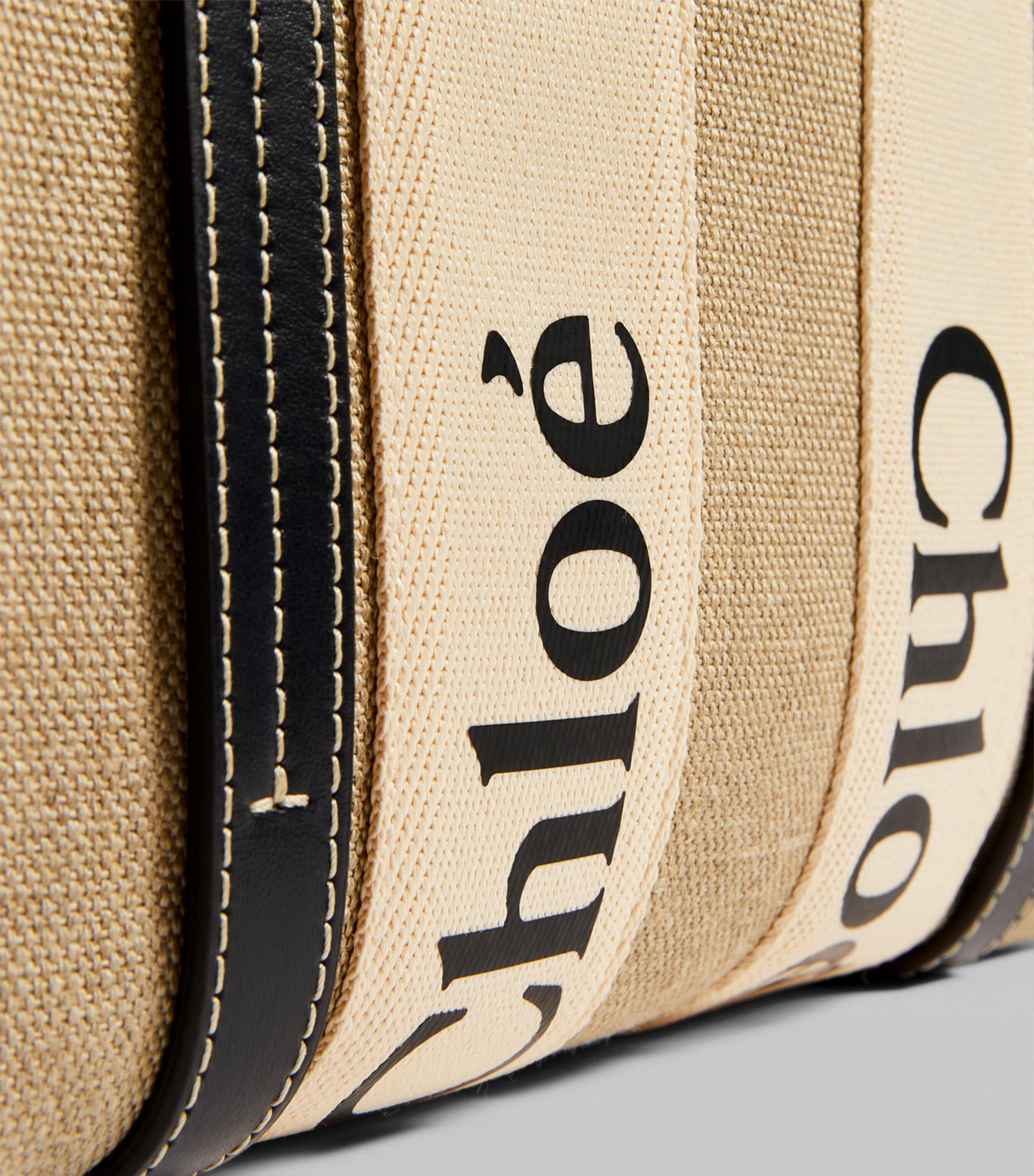 トートバッグ Chloe FW25 'Woody Small' handbag (CHC22AS397I26 91J) Chloé Small Woody Tote Bag In Linen in White - Blue | Chloé UZ