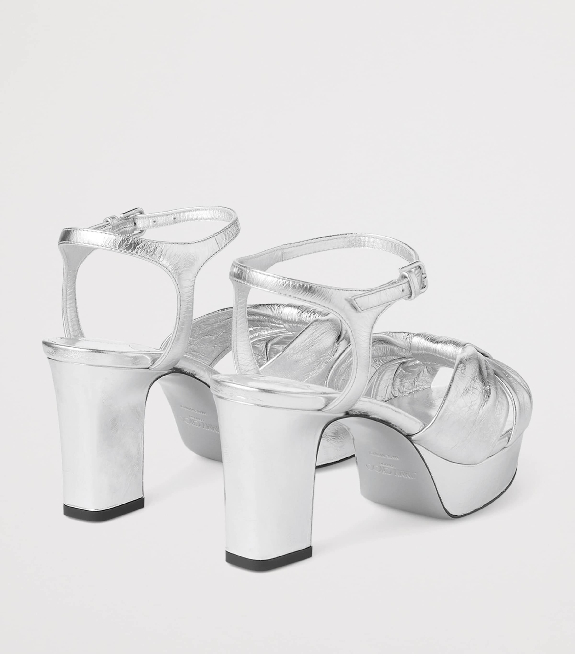 Heloise 80 Leather Heeled Sandals SILVER Image 4