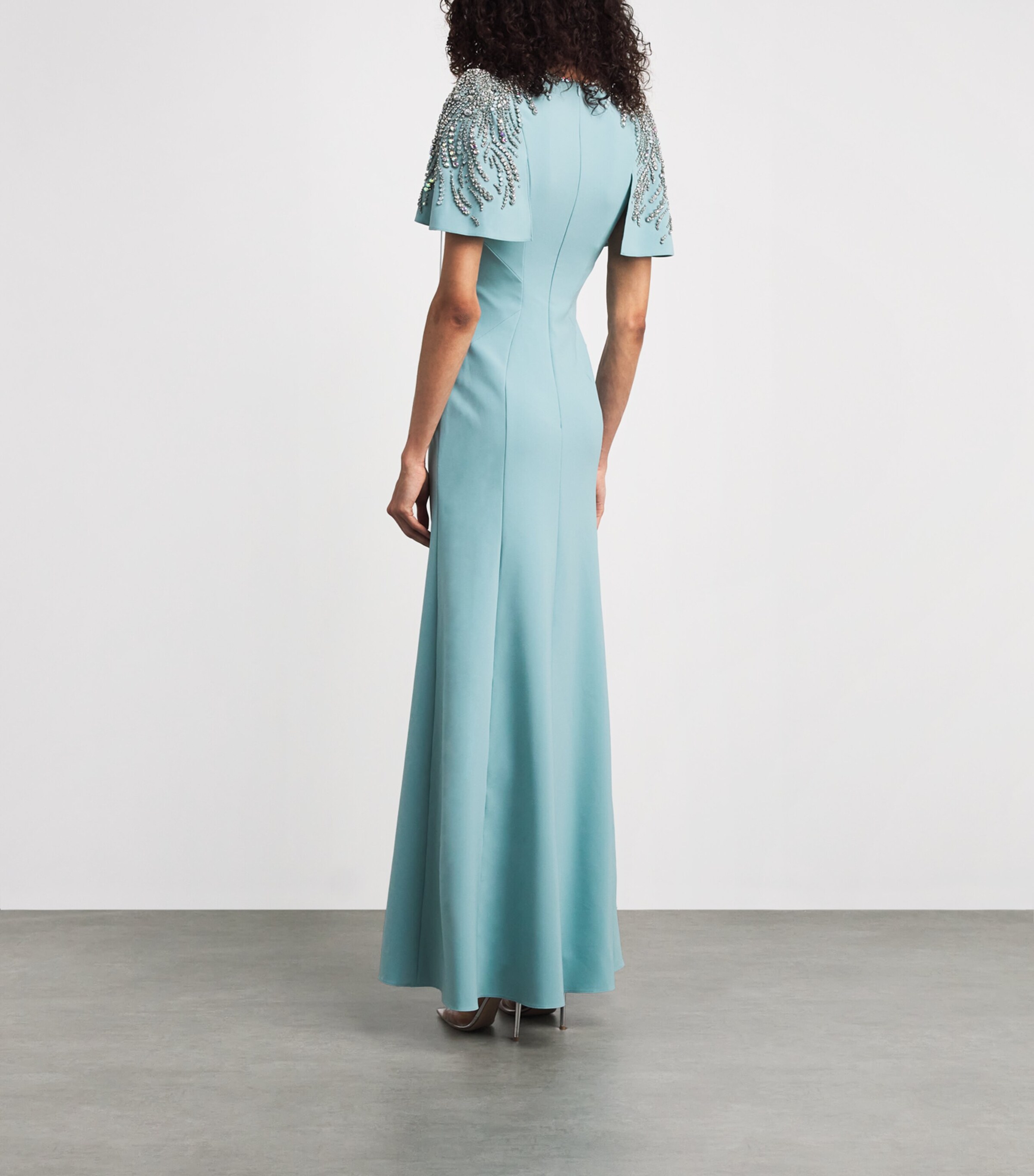 Jenny Packham Womens Embellished Petal Gown Bluebird Image 4