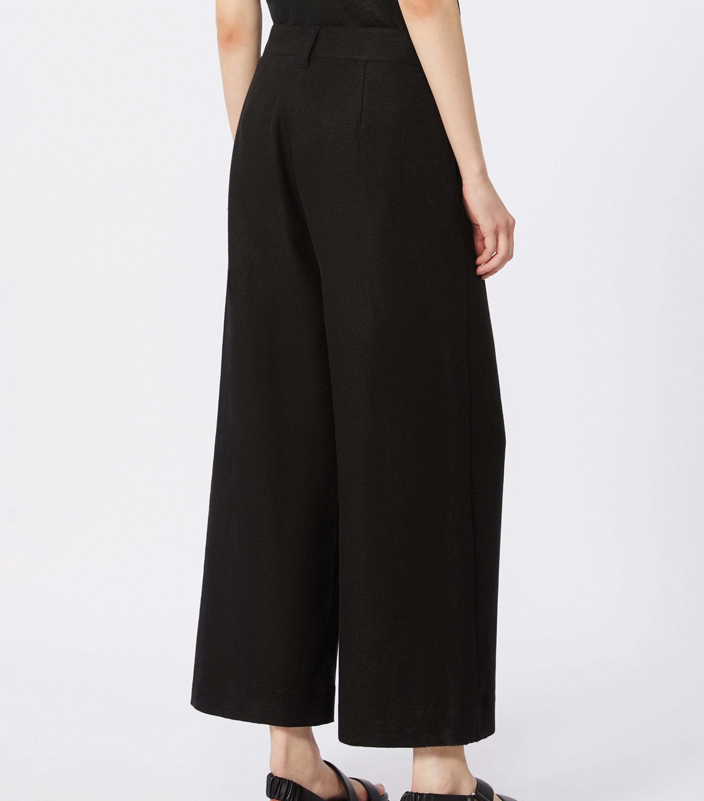 Linen-Blend Abissi Culottes BLACK Image 3