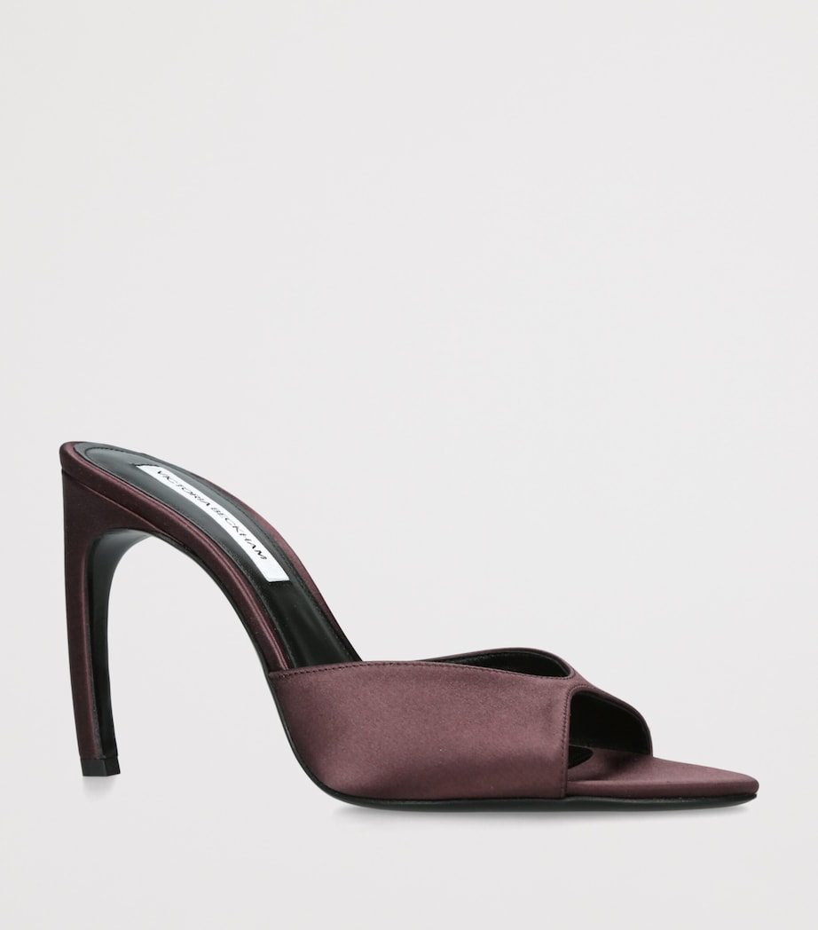 Victoria Beckham Satin Harlow Heeled Mules 100 Wine Image 2