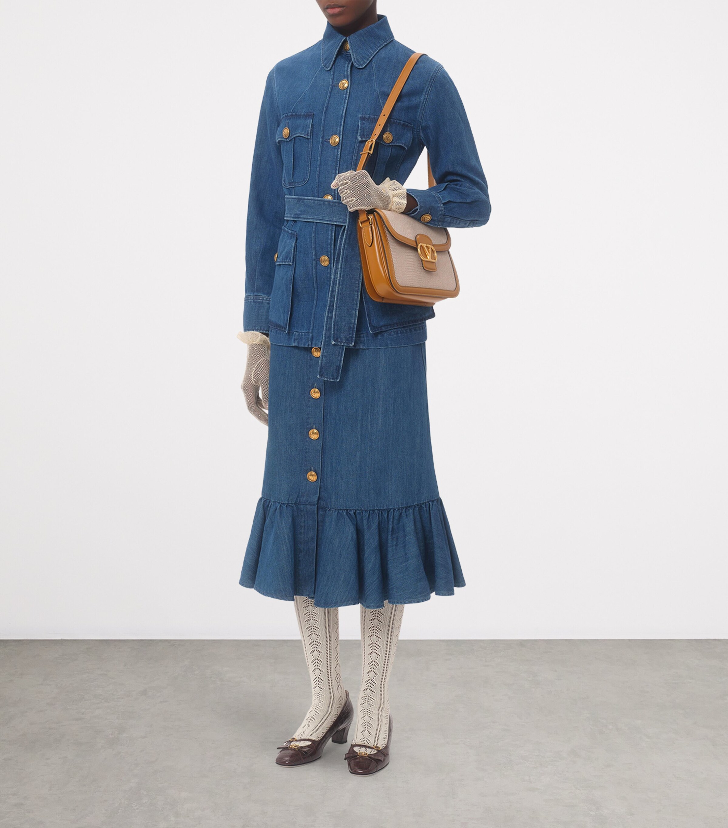 Valentino Denim Midi Skirt | Harrods UK