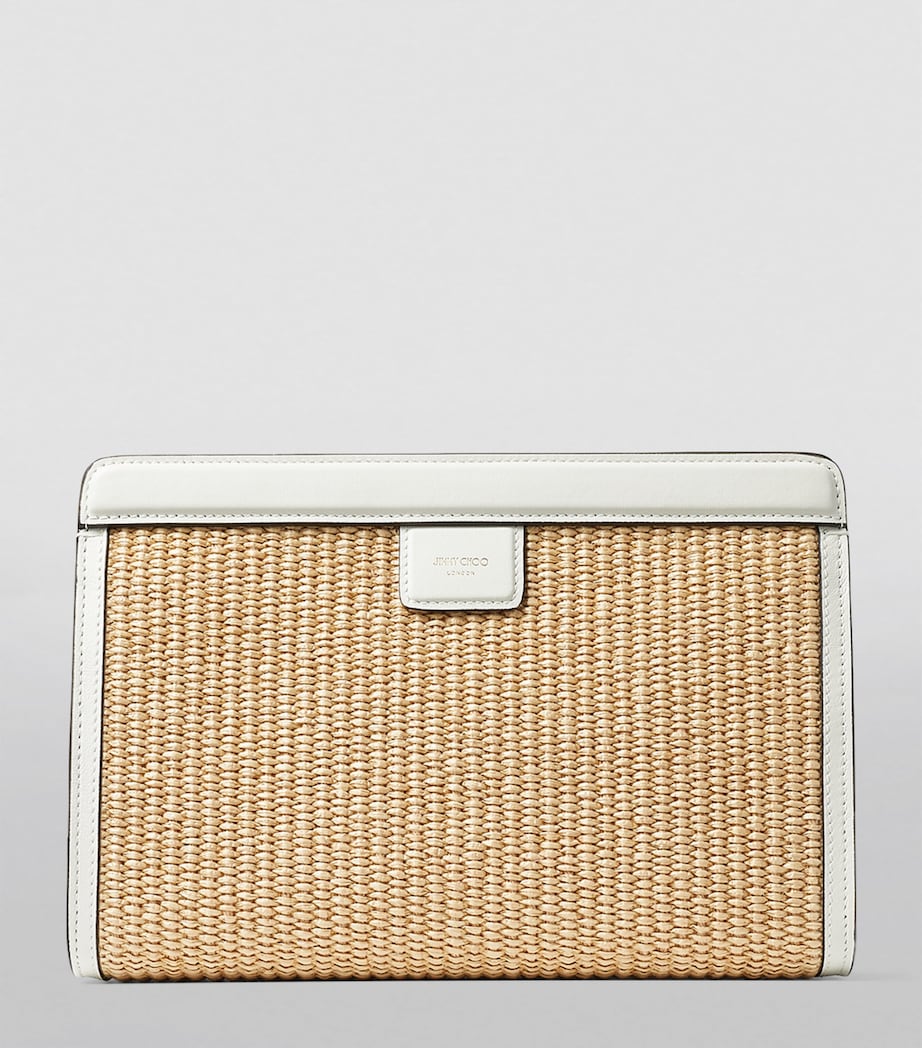 Raffia Leather-Trim Avenue Pouch NATURAL/LATTE Image 3