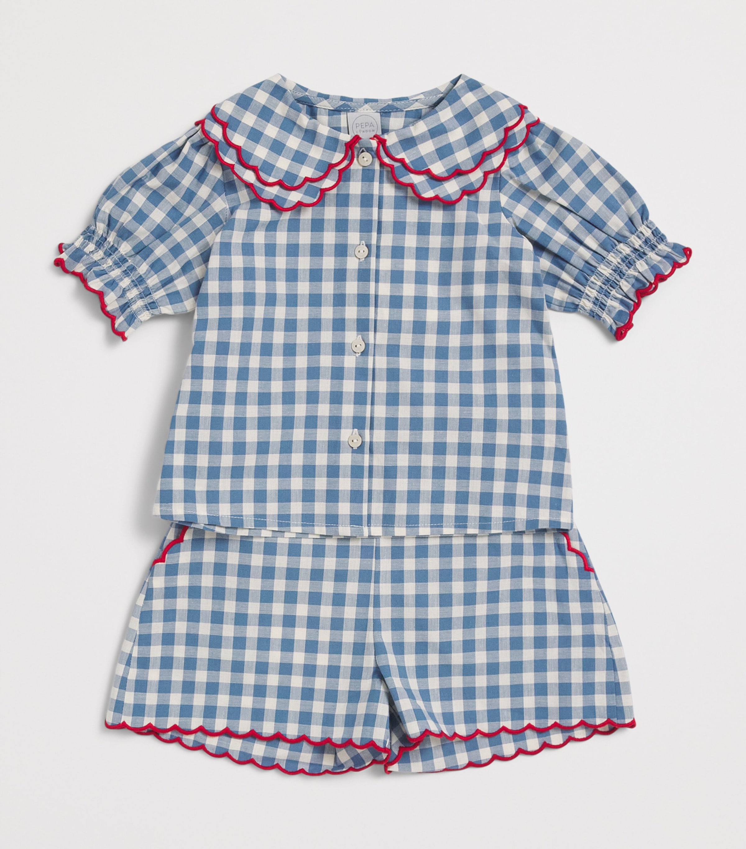 PEPA LONDON Cotton Check Shorts (18 Months-4 Years) Blue Image 3