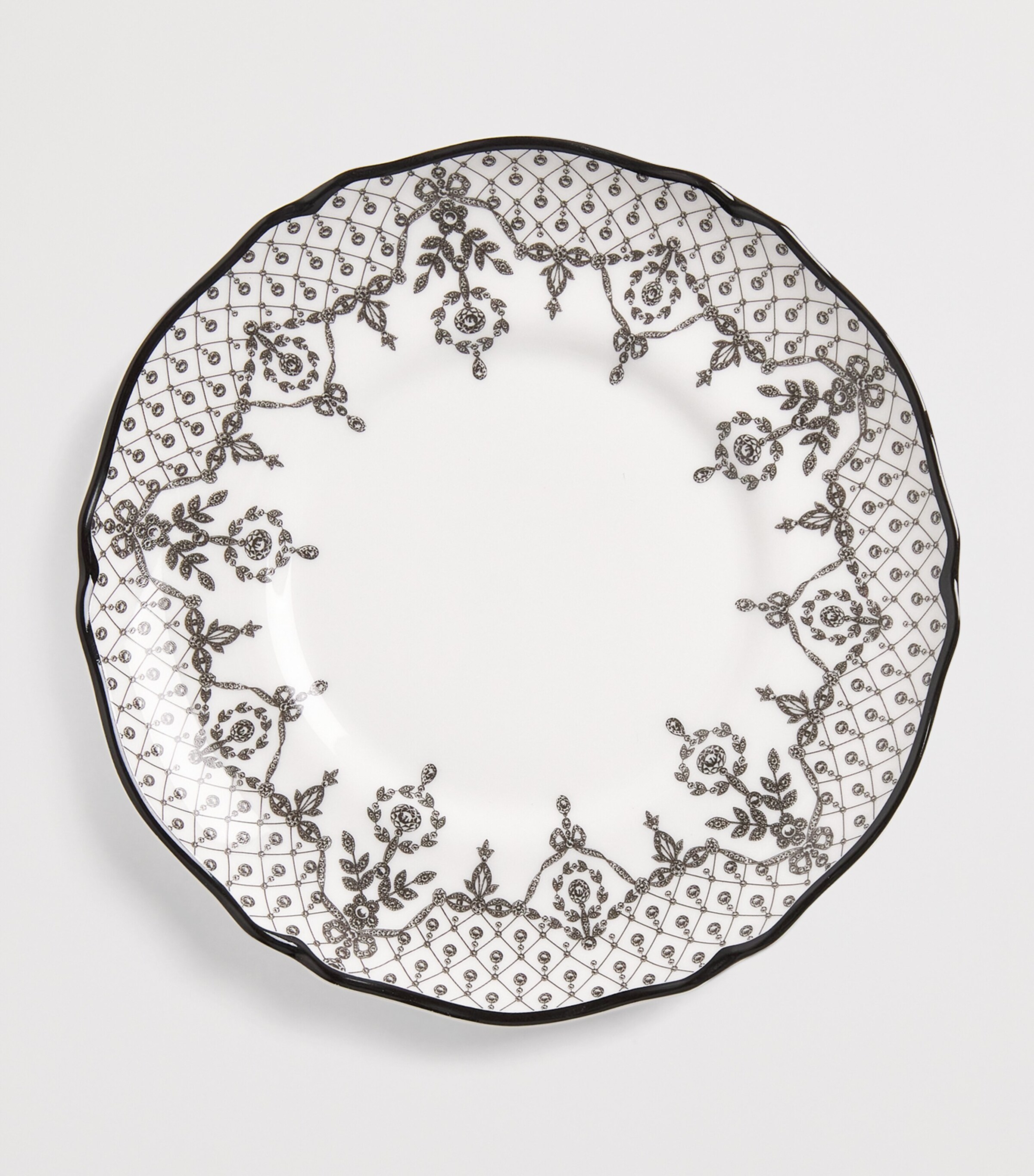 Harrods Bone China Archive Lace Espresso Cup and Saucer White Image 2