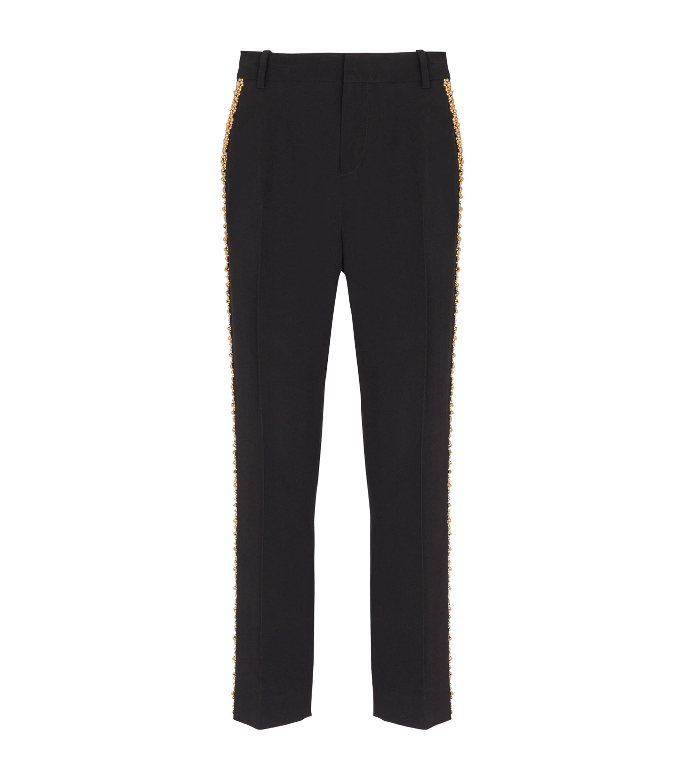 Balmain Embellished Slim Tailored Trousers In Black