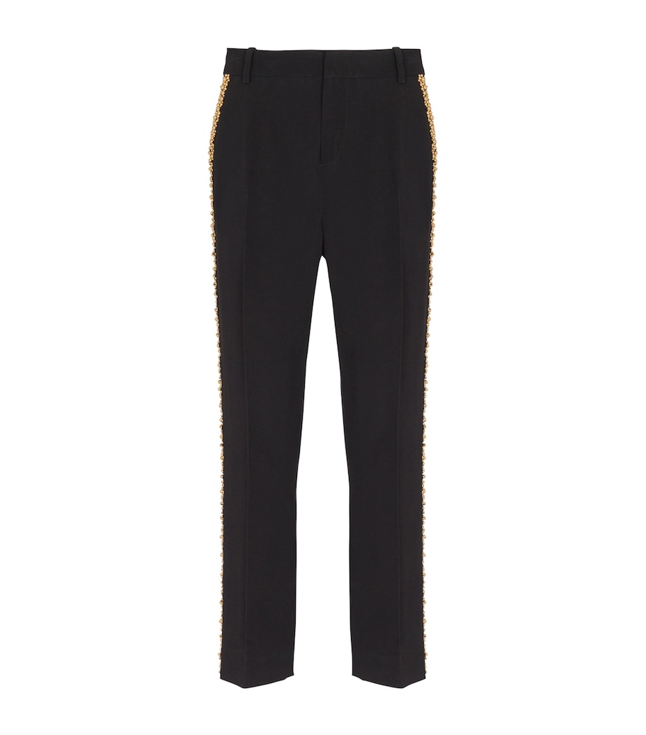 Embellished Slim Tailored Trousers EAD NOIR/OR Image 1