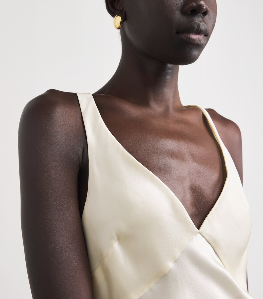 Laura Pitharas Womens Silk Asymmetric Mini Dress Butter Yellow Image 3