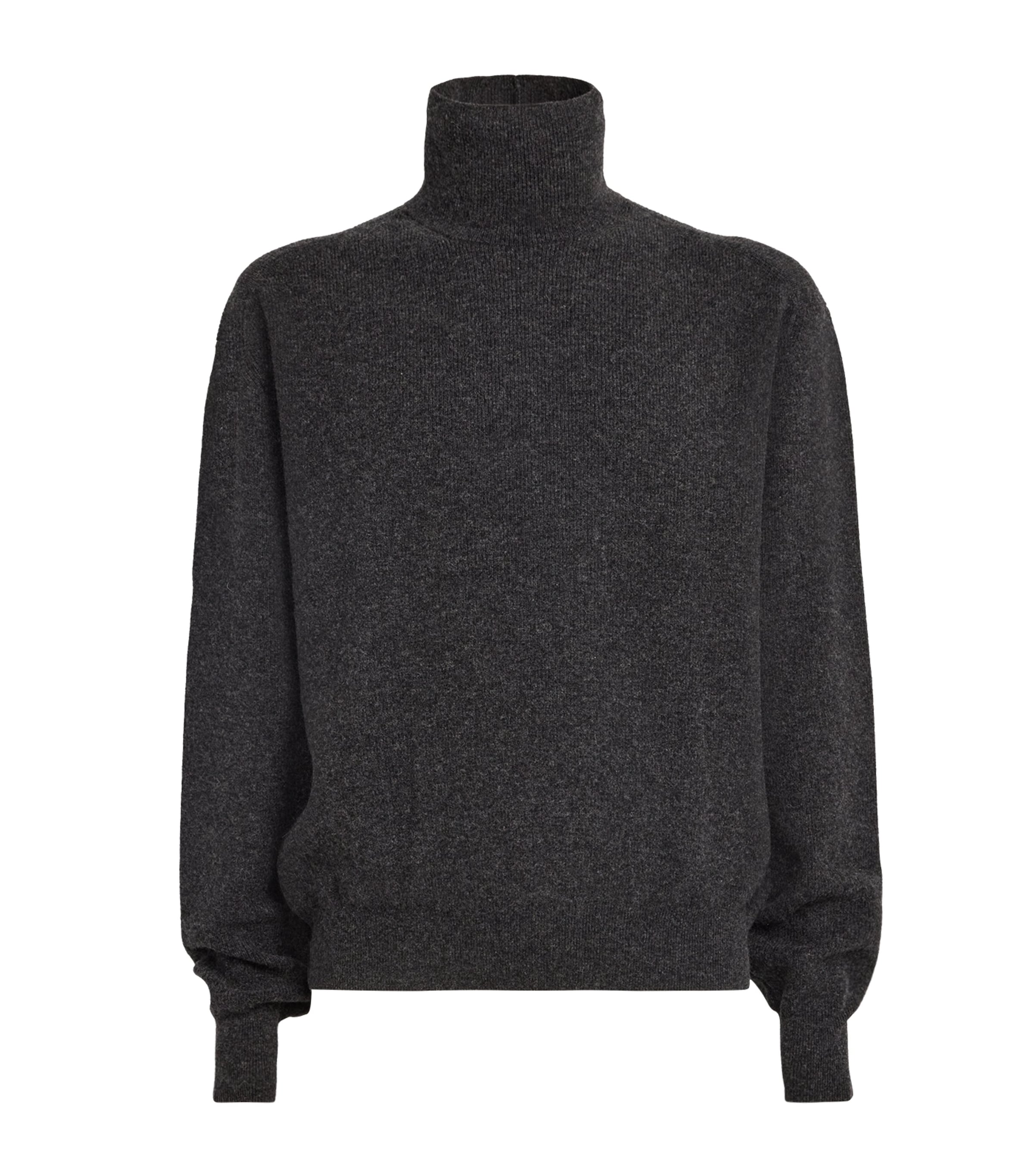 Lemaire Wool Rollneck Sweater In Grey