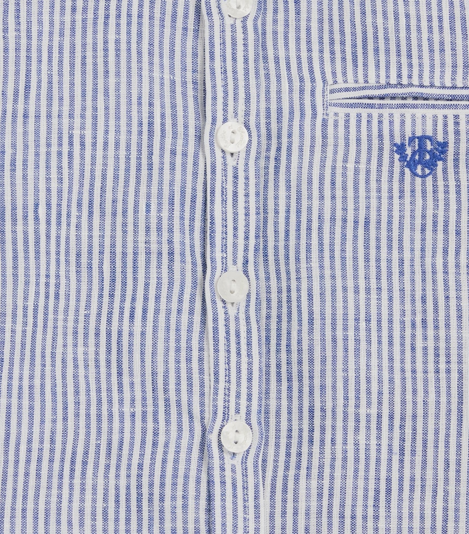 Tartine et Chocolat Linen-Cotton Stripe Shirt (5-12 Years) Bleu Electrique Image 3