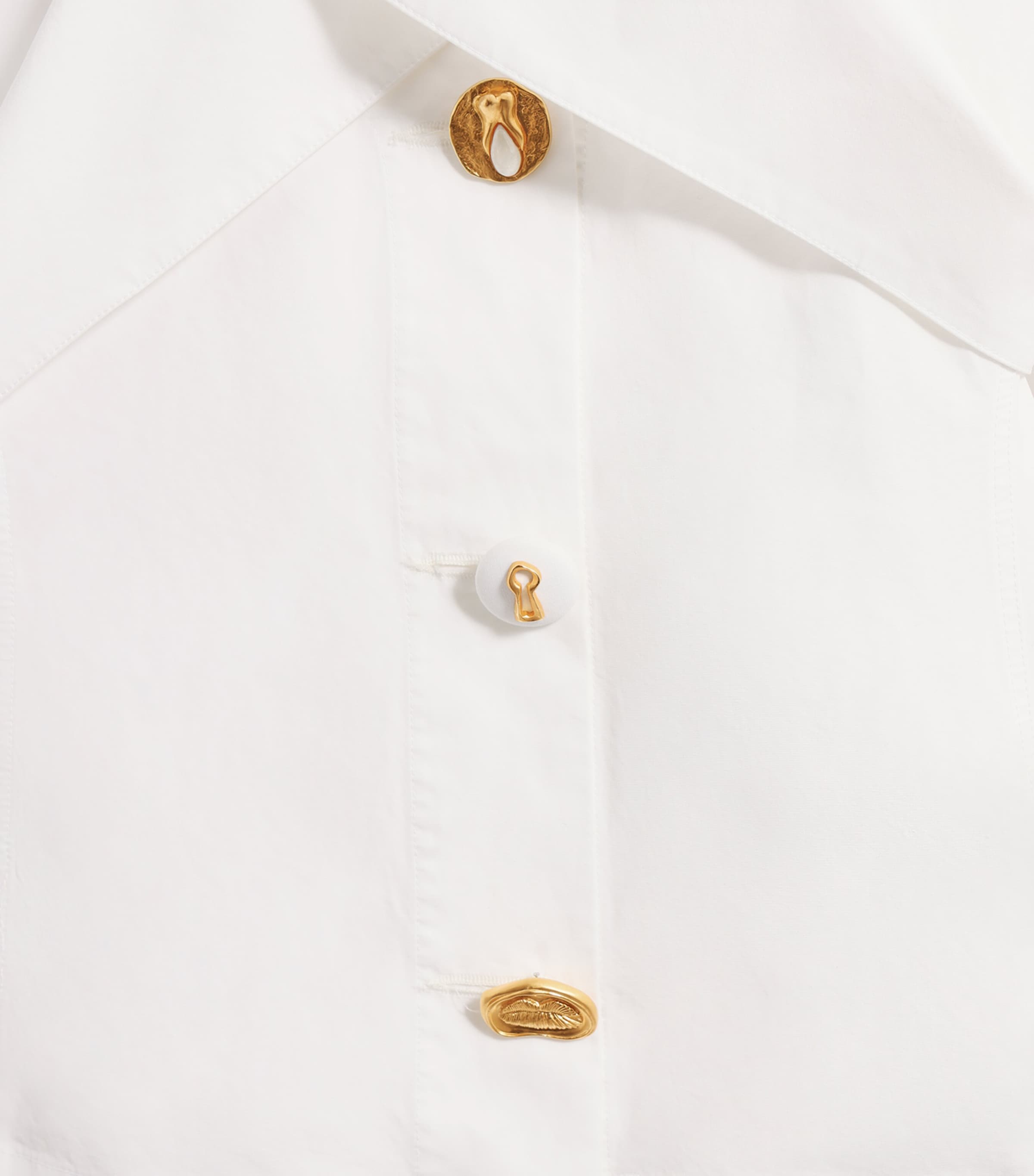 Cotton Crossover Collar Blouse 100 WHITE Image 6