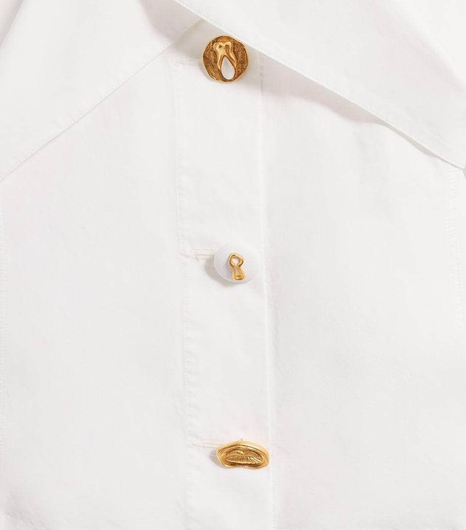 Cotton Crossover Collar Blouse 100 WHITE Image 6