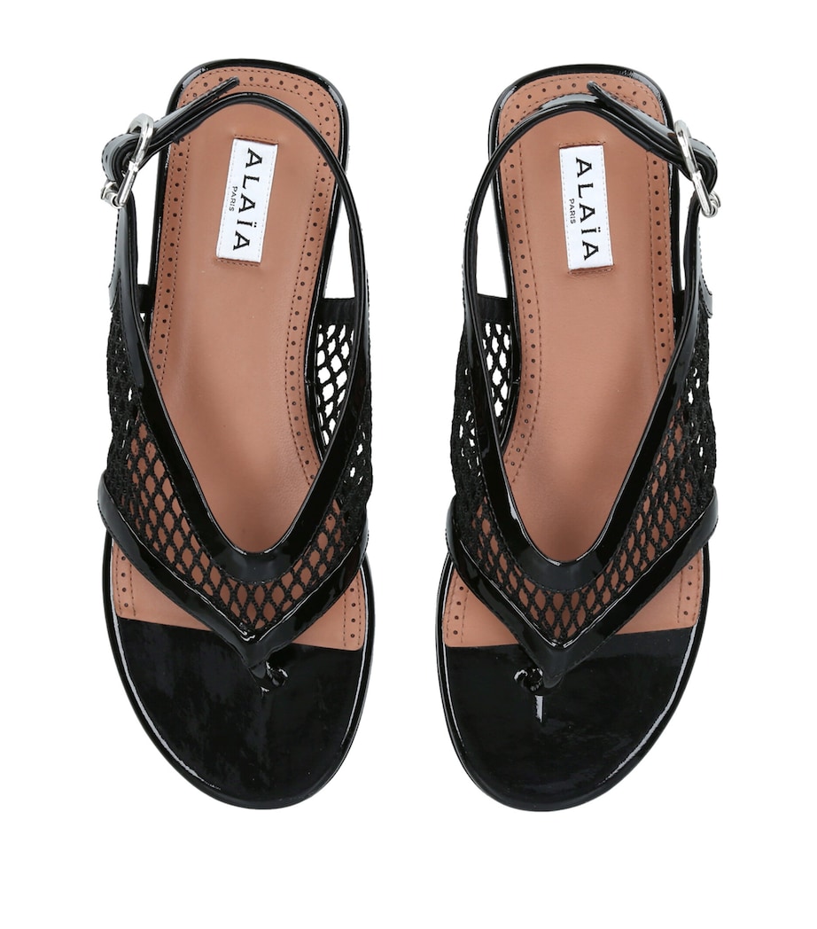 Alaïa Patent Leather Fishnet Sandals Black Image 4