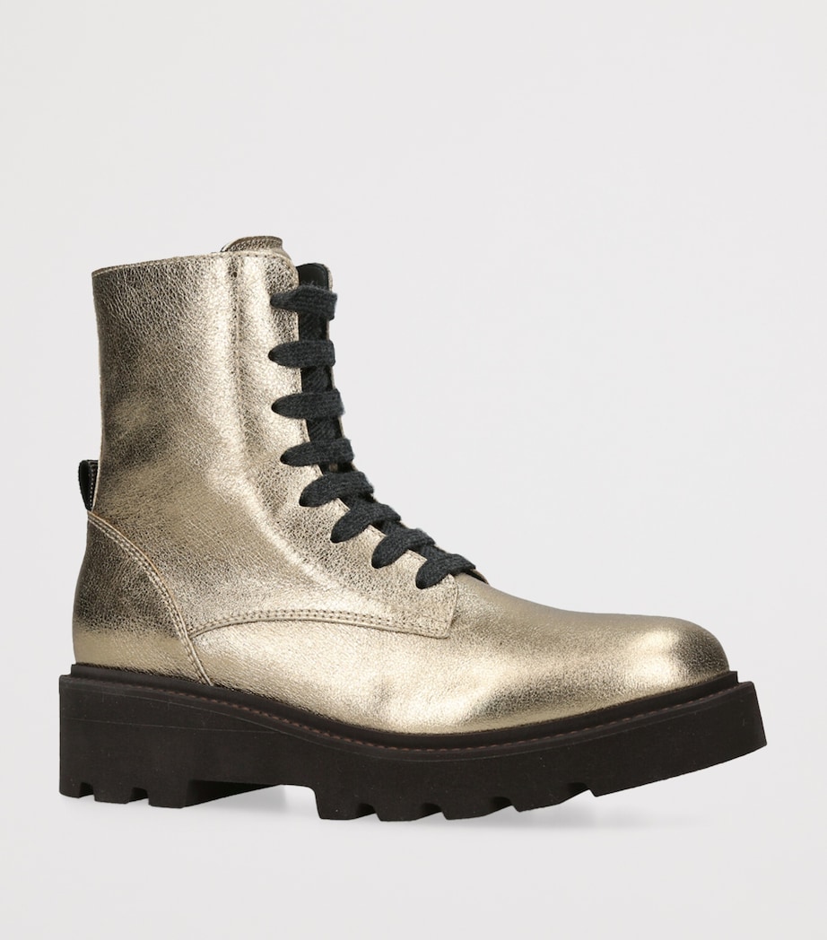 Leather Metallic Ankle Boots GOLD Image 3