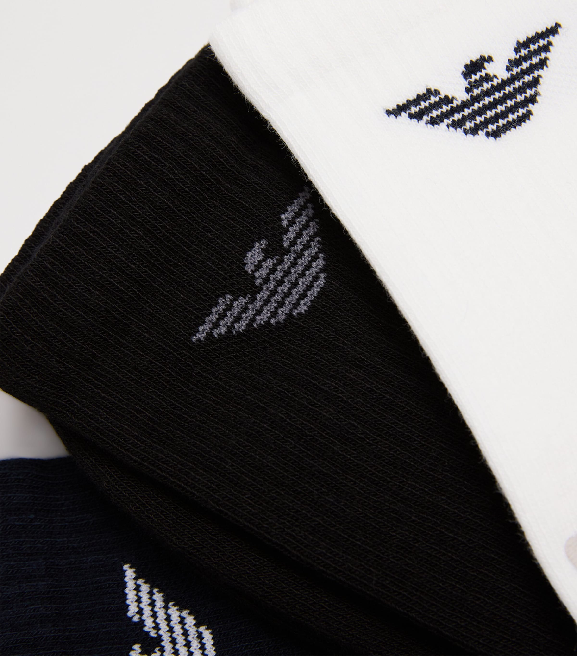 Cotton-Blend Logo Ankle Socks (Pack of 3) M0091 WHITE/BLA Image 2