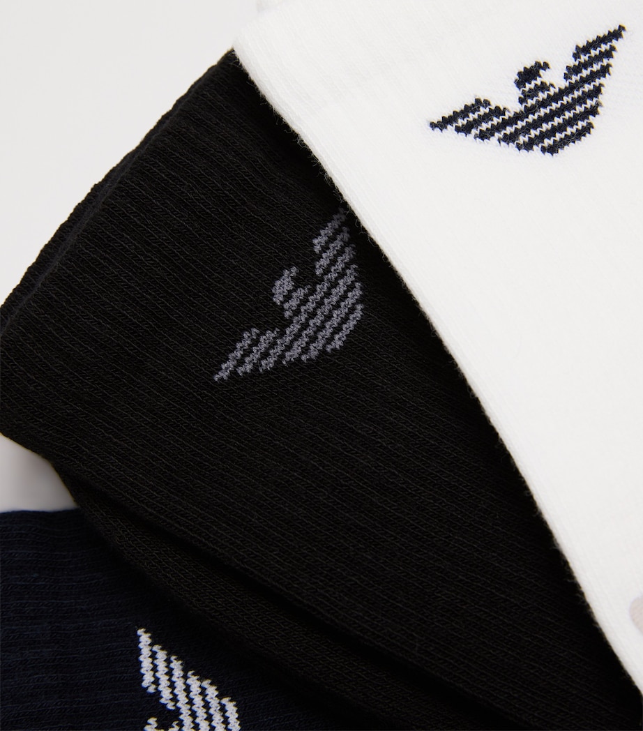 Cotton-Blend Logo Ankle Socks (Pack of 3) M0091 WHITE/BLA Image 2