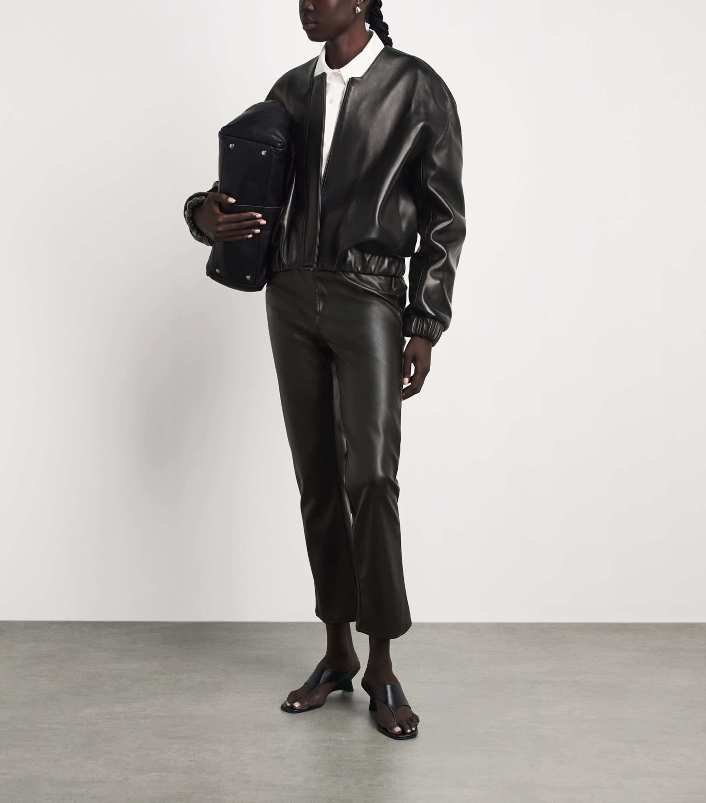 Khaite Womens Leather Cordan Jacket Black Image 2