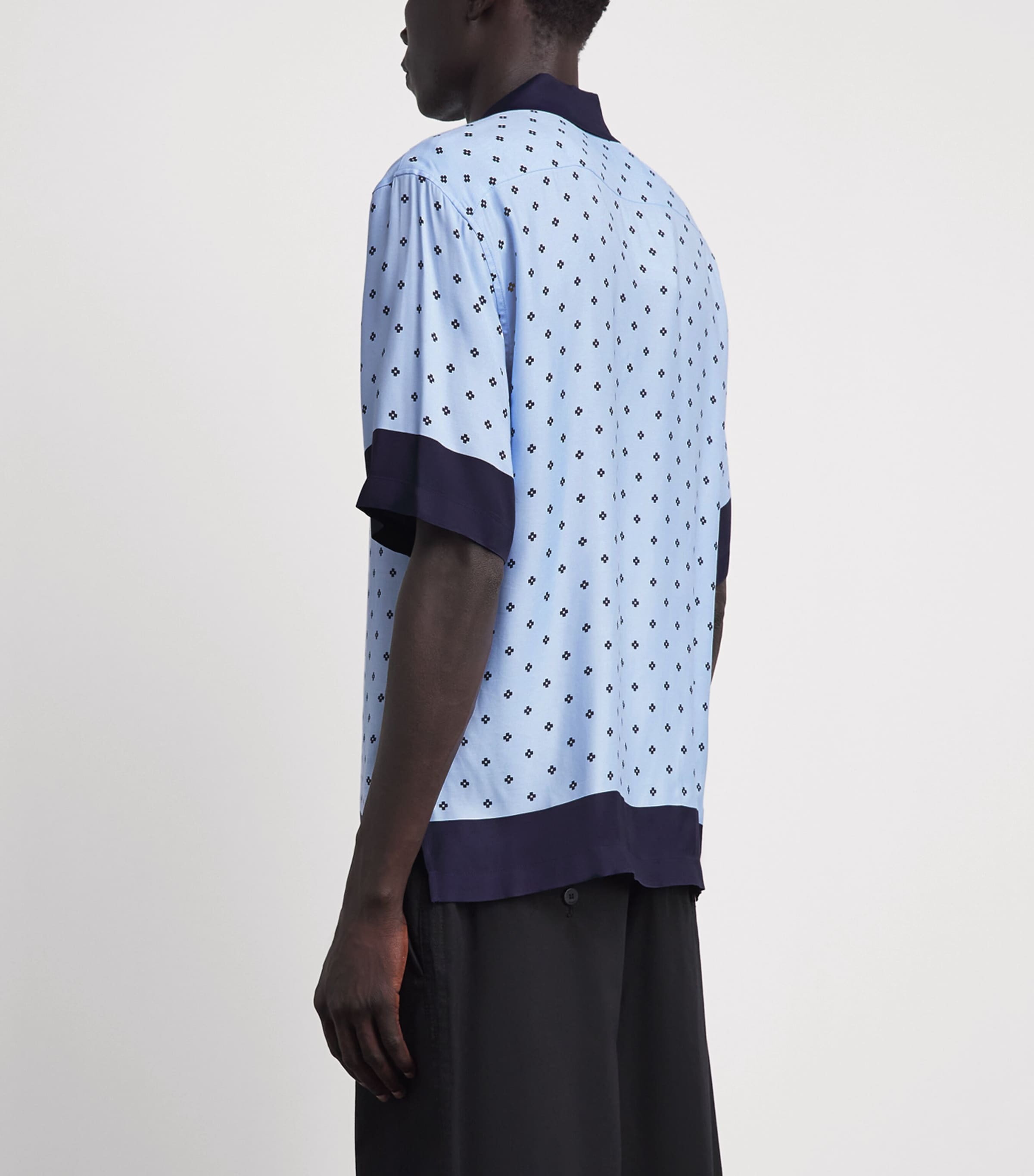 Sandro Paris Mens Micro-Cross Print Shirt Sky Blue Image 5