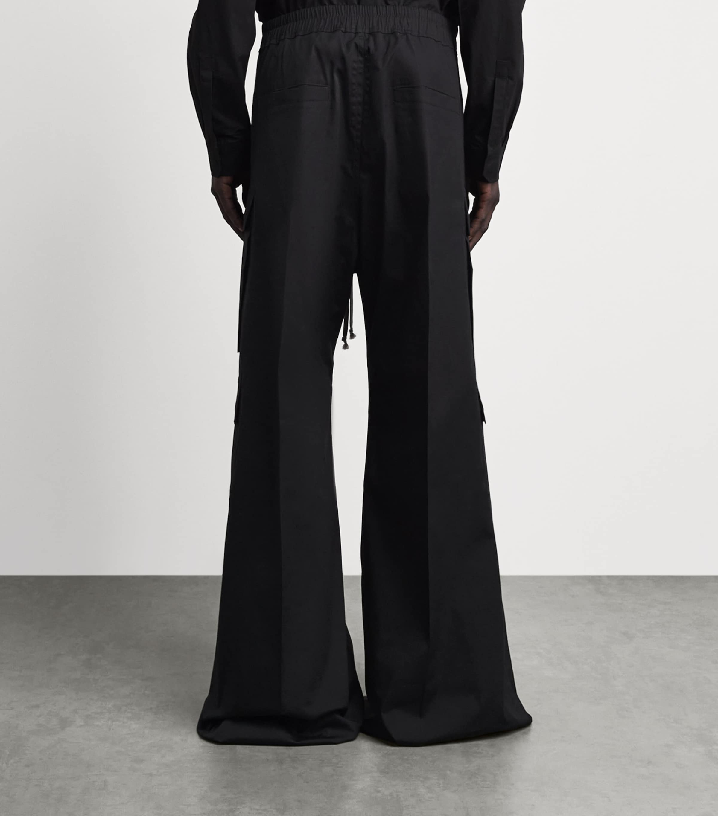 Rick Owens Mens Stretch-Cotton Wide-Leg Cargobelas Trousers Black Image 5