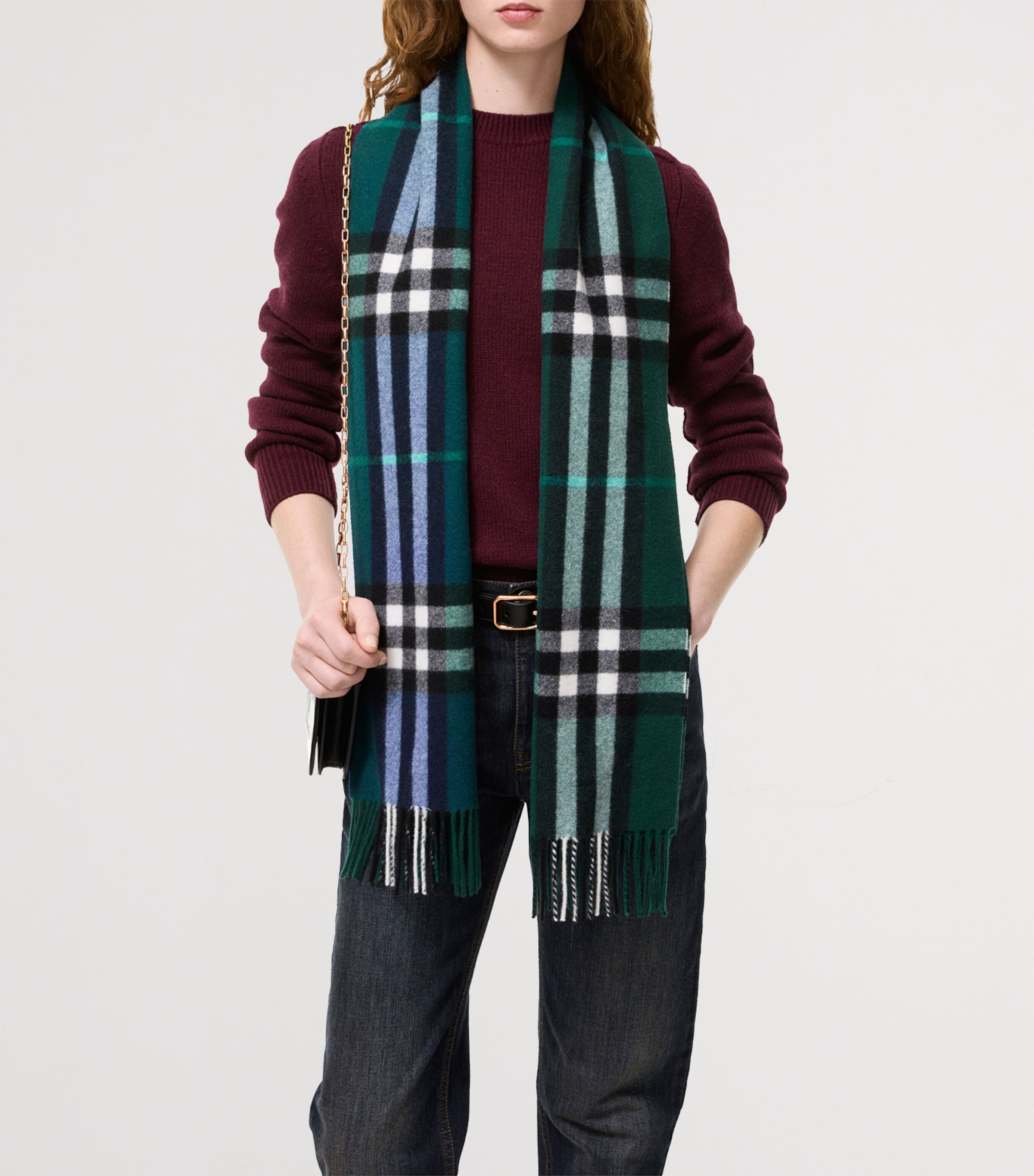 Burberry Cashmere Gradient Check Scarf Ink Blue Image 3