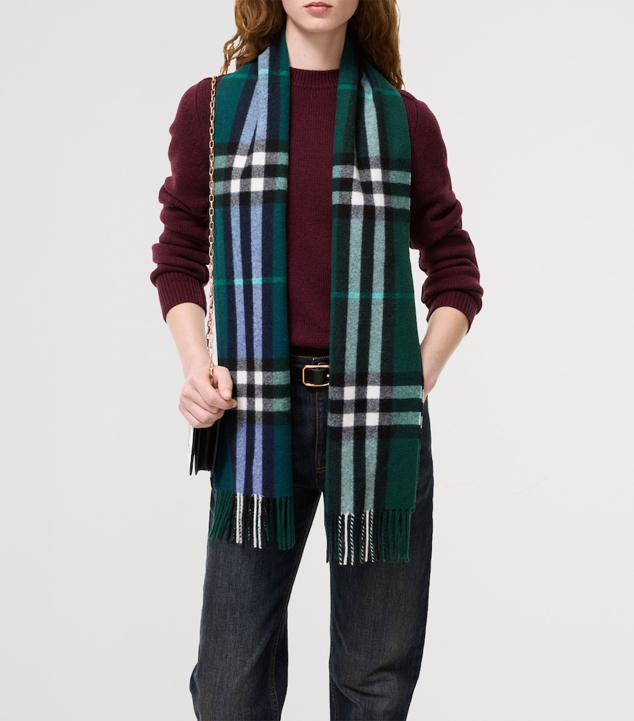 Burberry Cashmere Gradient Check Scarf Ink Blue Image 3