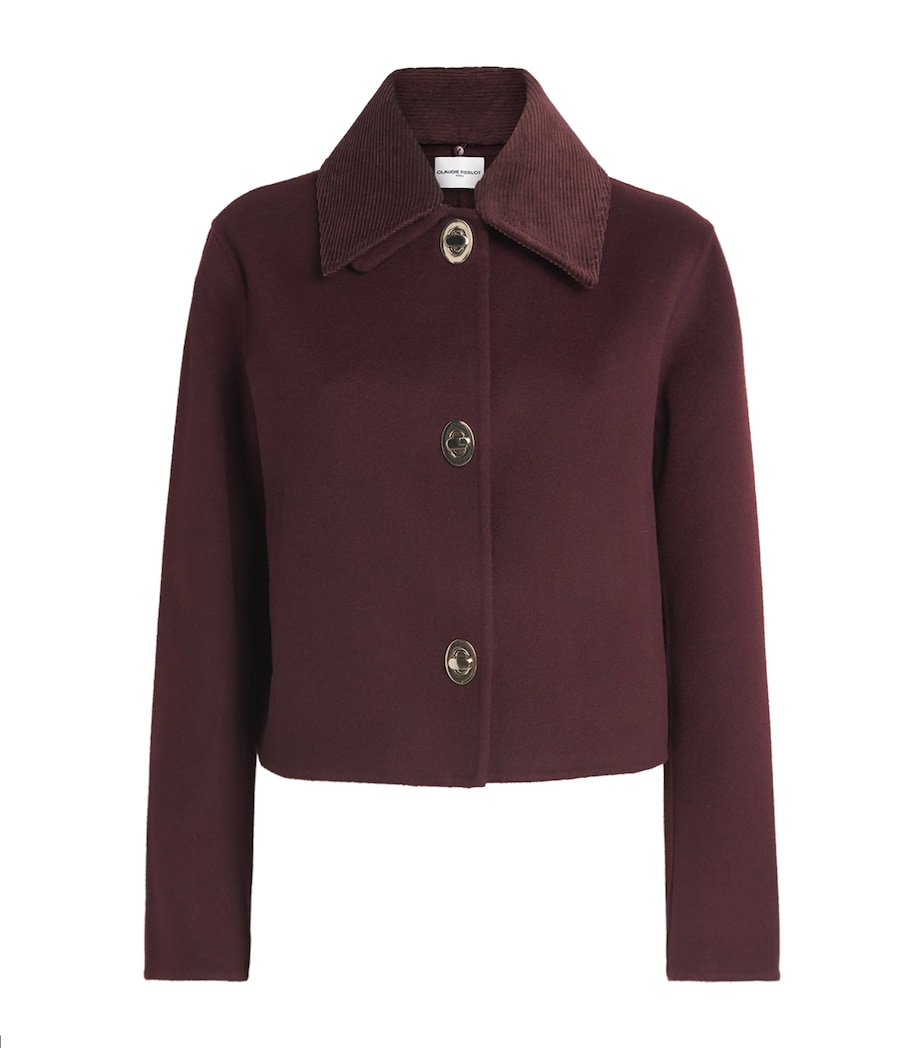 Claudie Pierlot Womens Wool-Blend Corduroy Jacket Dark Burgundy Image 1