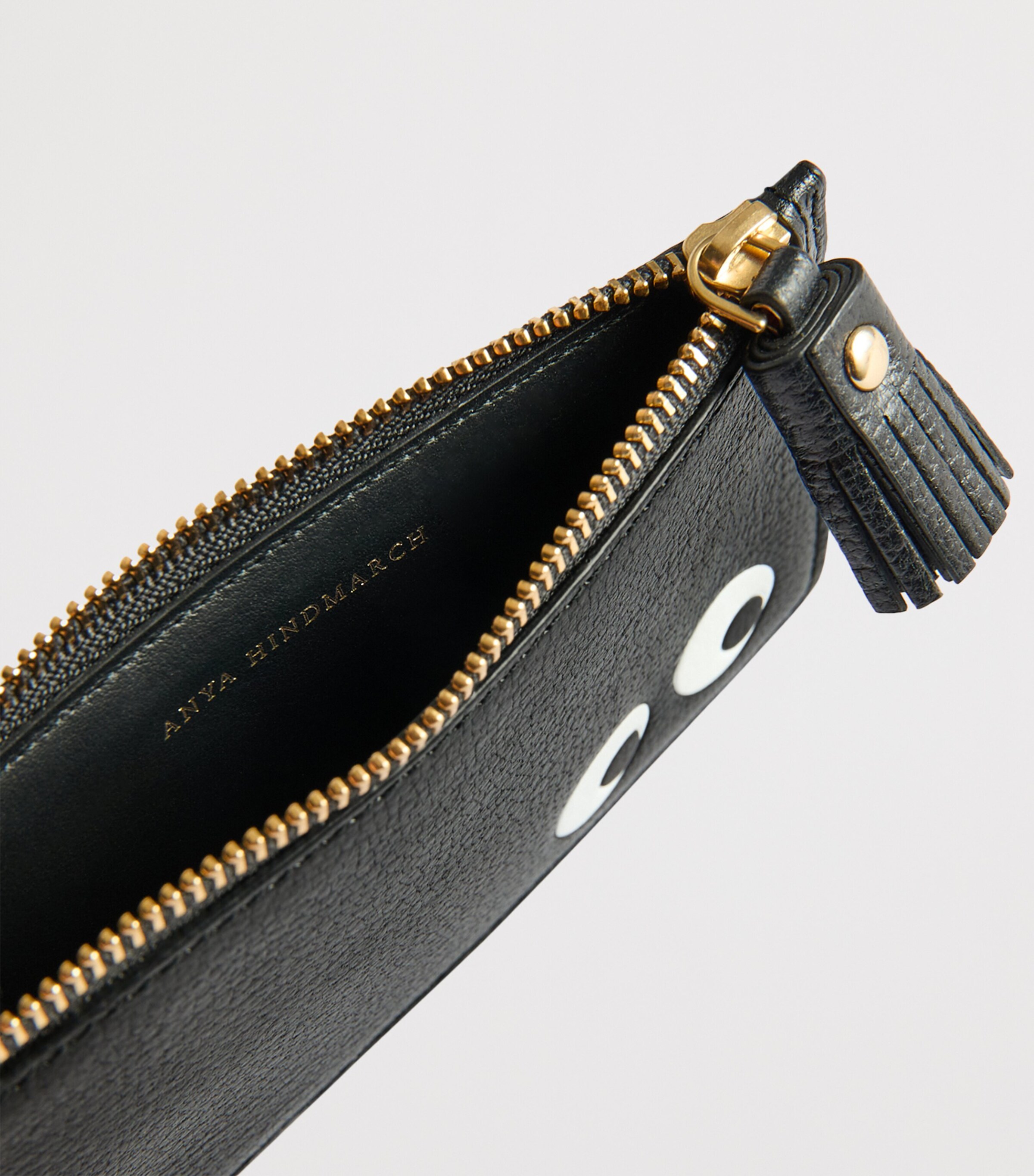 Leather Eyes Zipped Card Holder BLACK Image 3