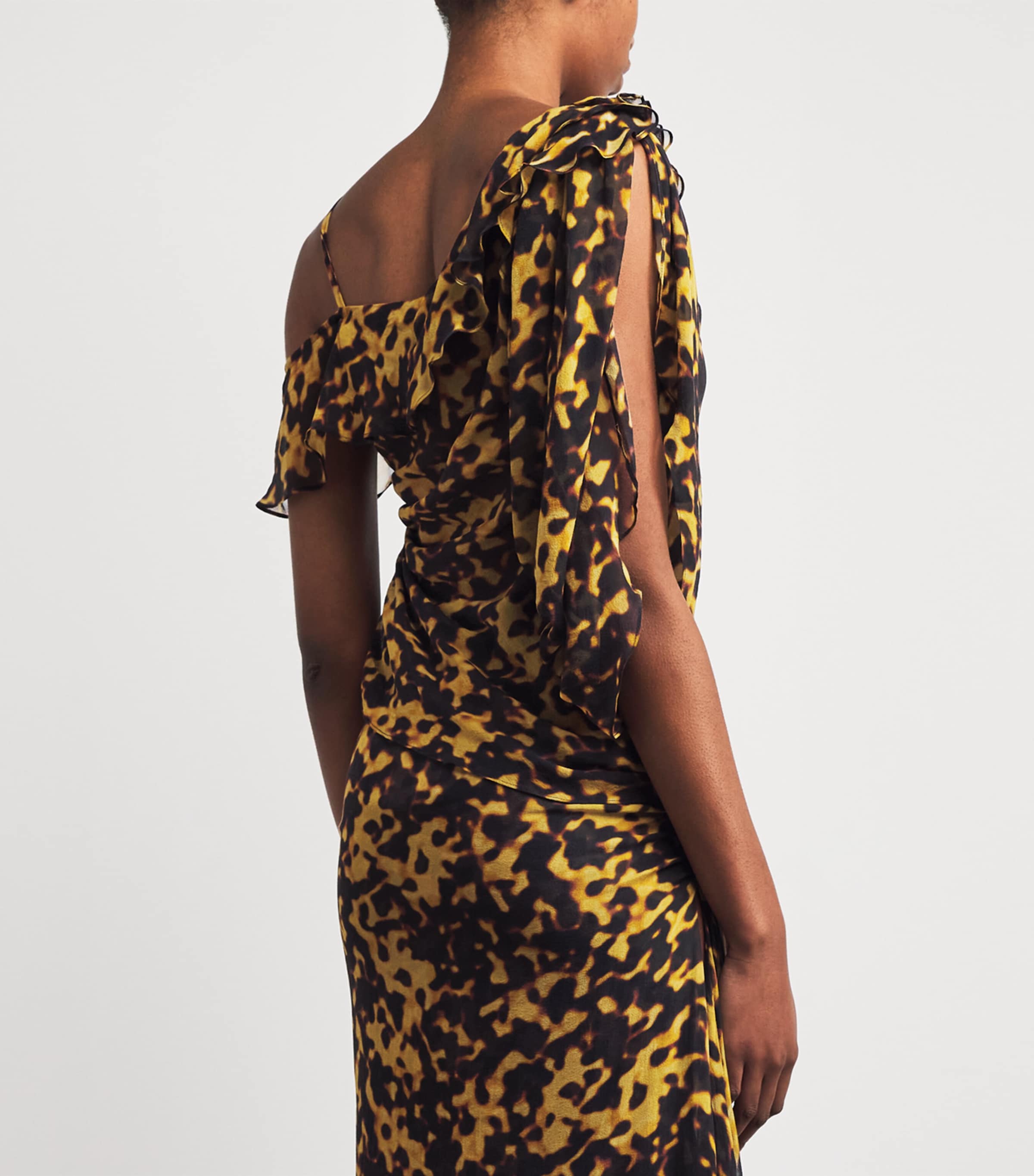 Silk Sheer Draped Blouse TORTOISESHELL Image 4