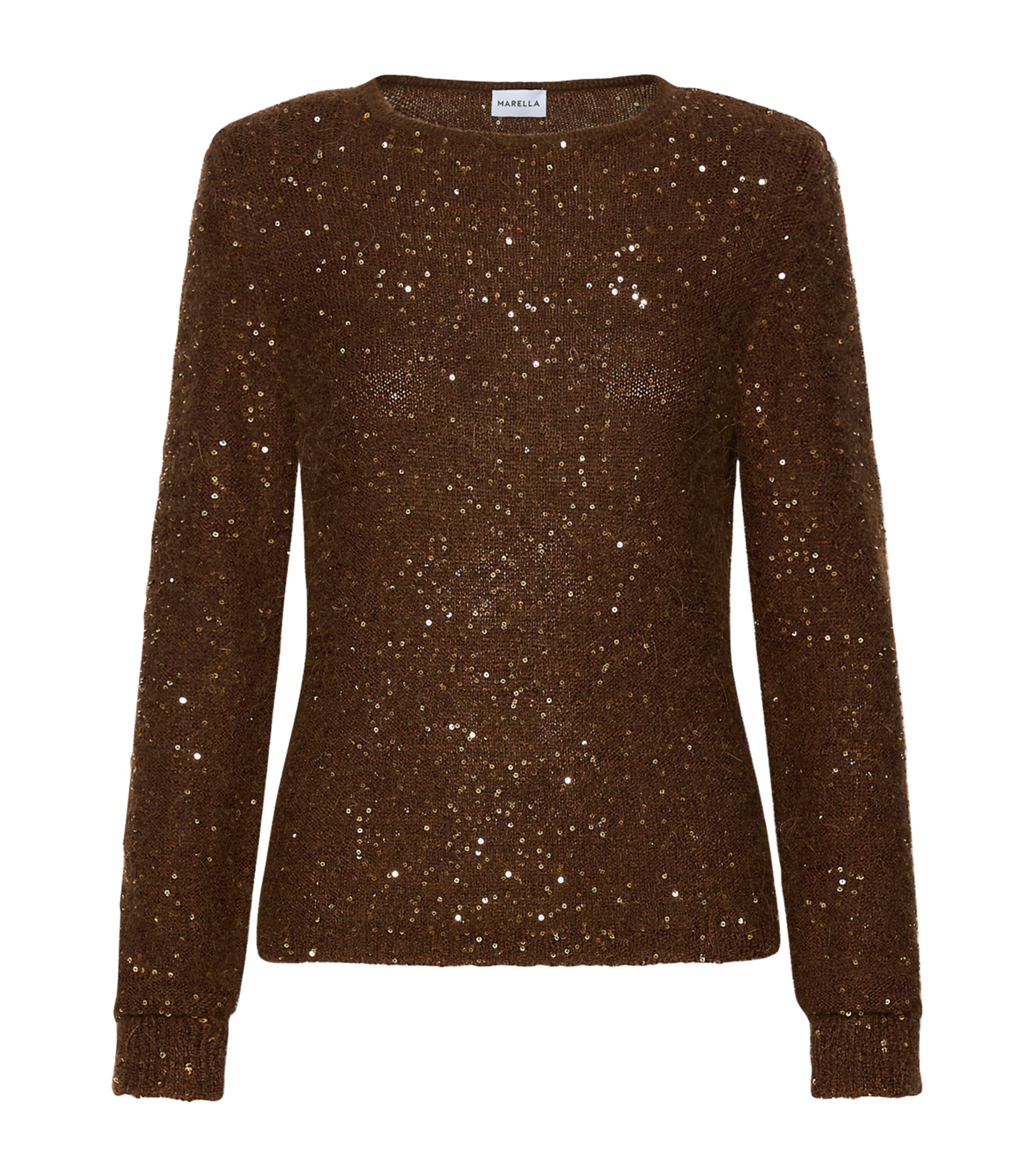 Marella Womens Sequinned Sweater Brown Image 1