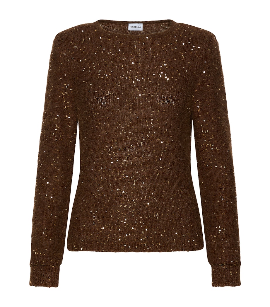 Marella Womens Sequinned Sweater Brown Image 1